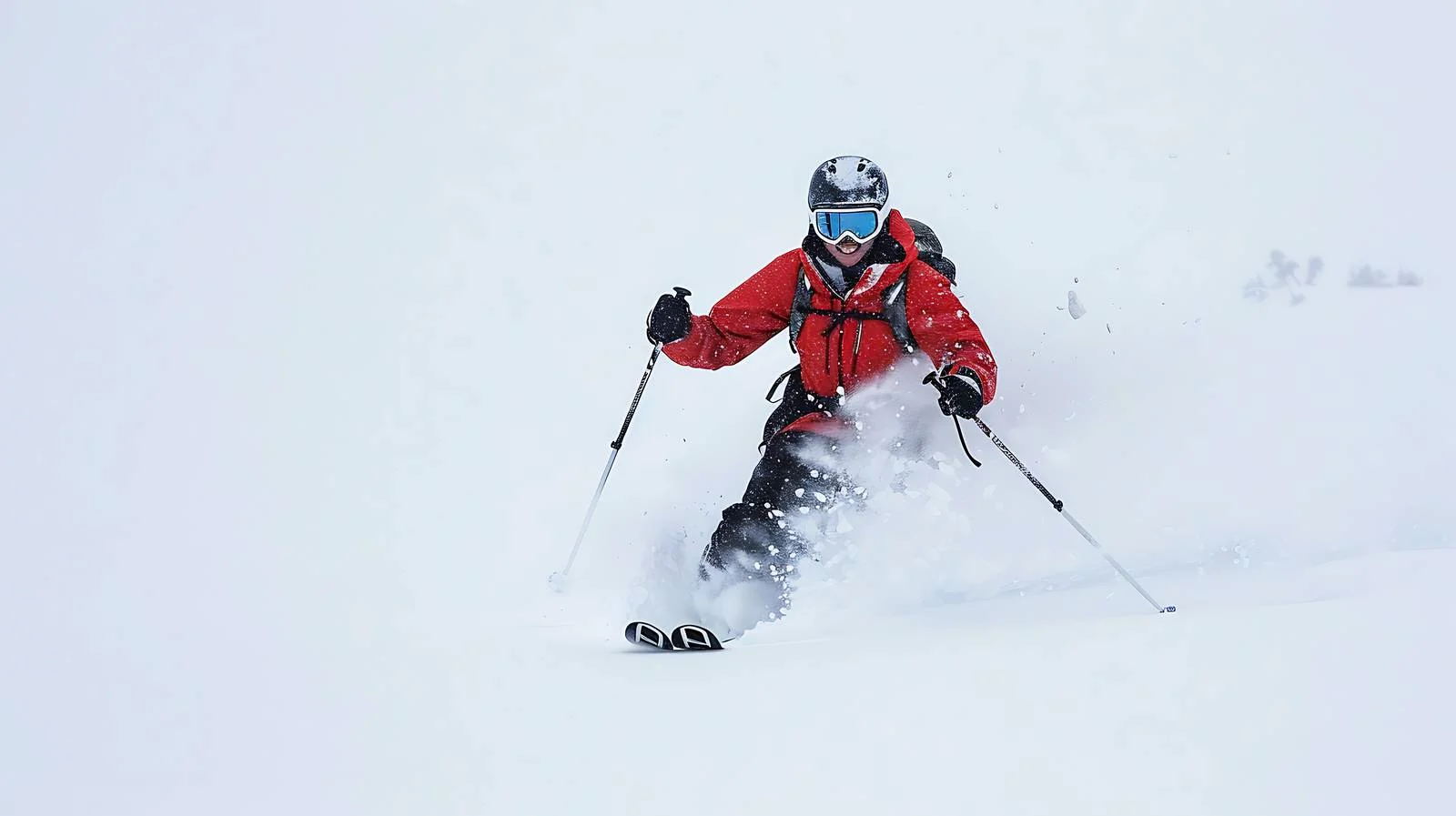 Adventurous skier in deep snow at Brighton, Utah — free download from Dotvec