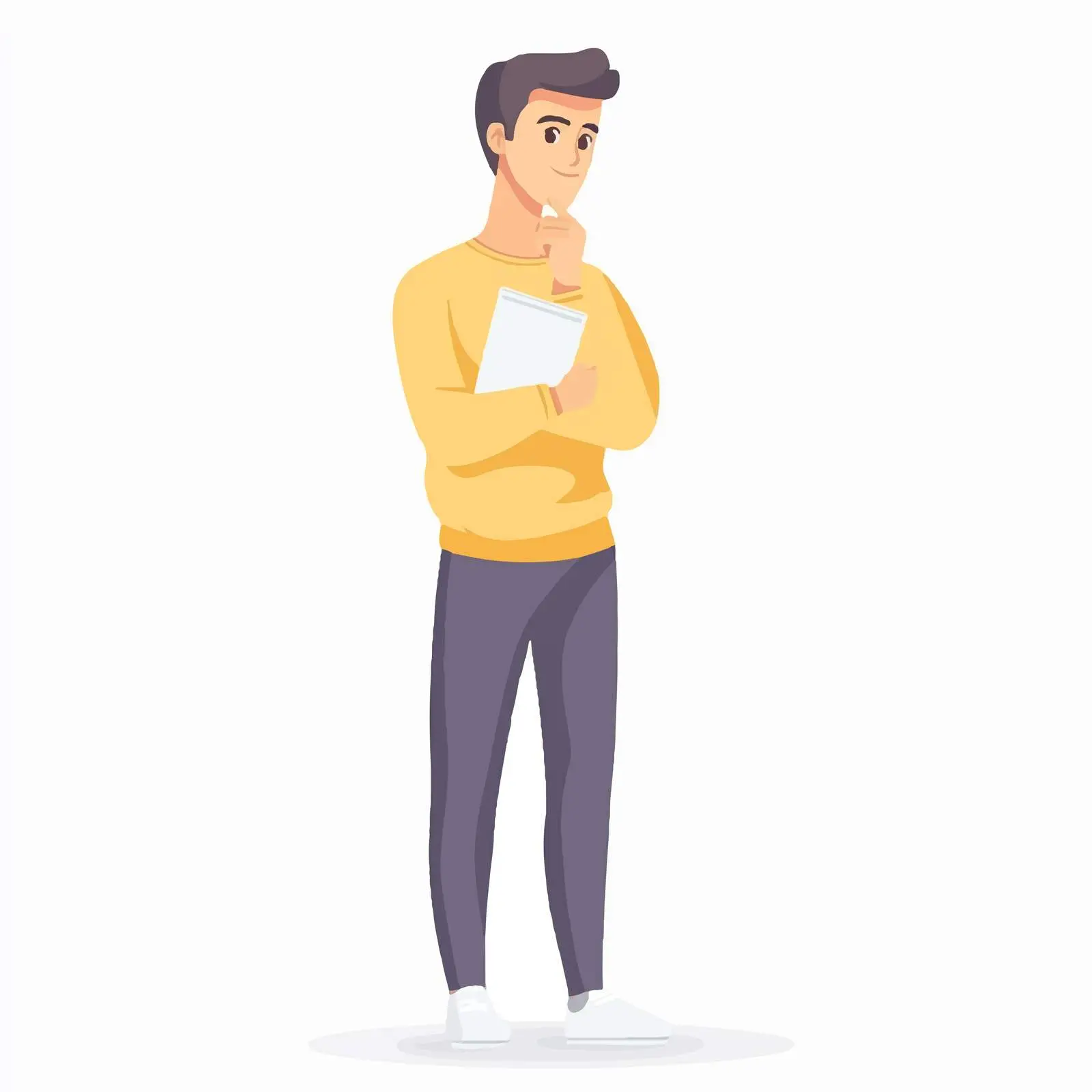 Thoughtful Young Man Holding Paper Vectors — free download from Dotvec