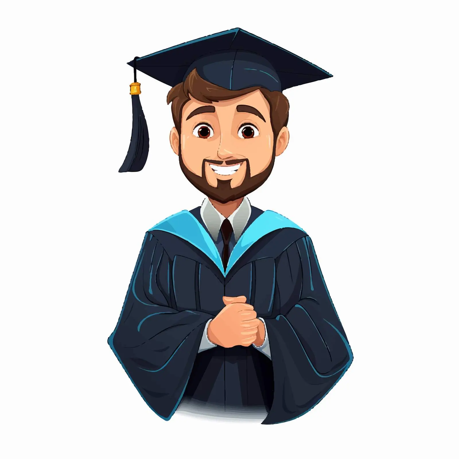 Graduated Young Man Student with Beard Cartoon Vector – free diploma image from Dotvec