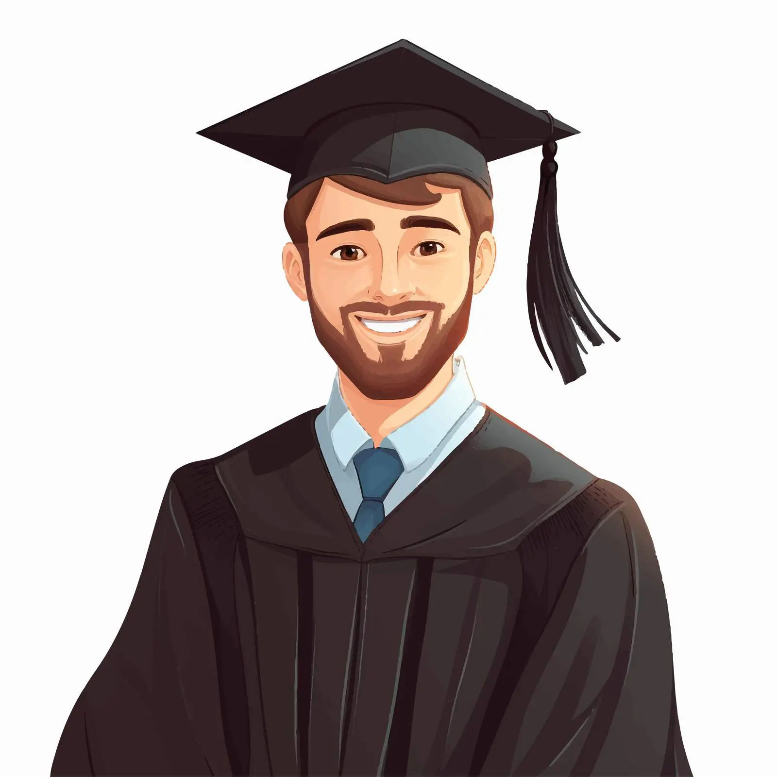 Bearded Young Man Graduate Vector Illustration — free download from Dotvec