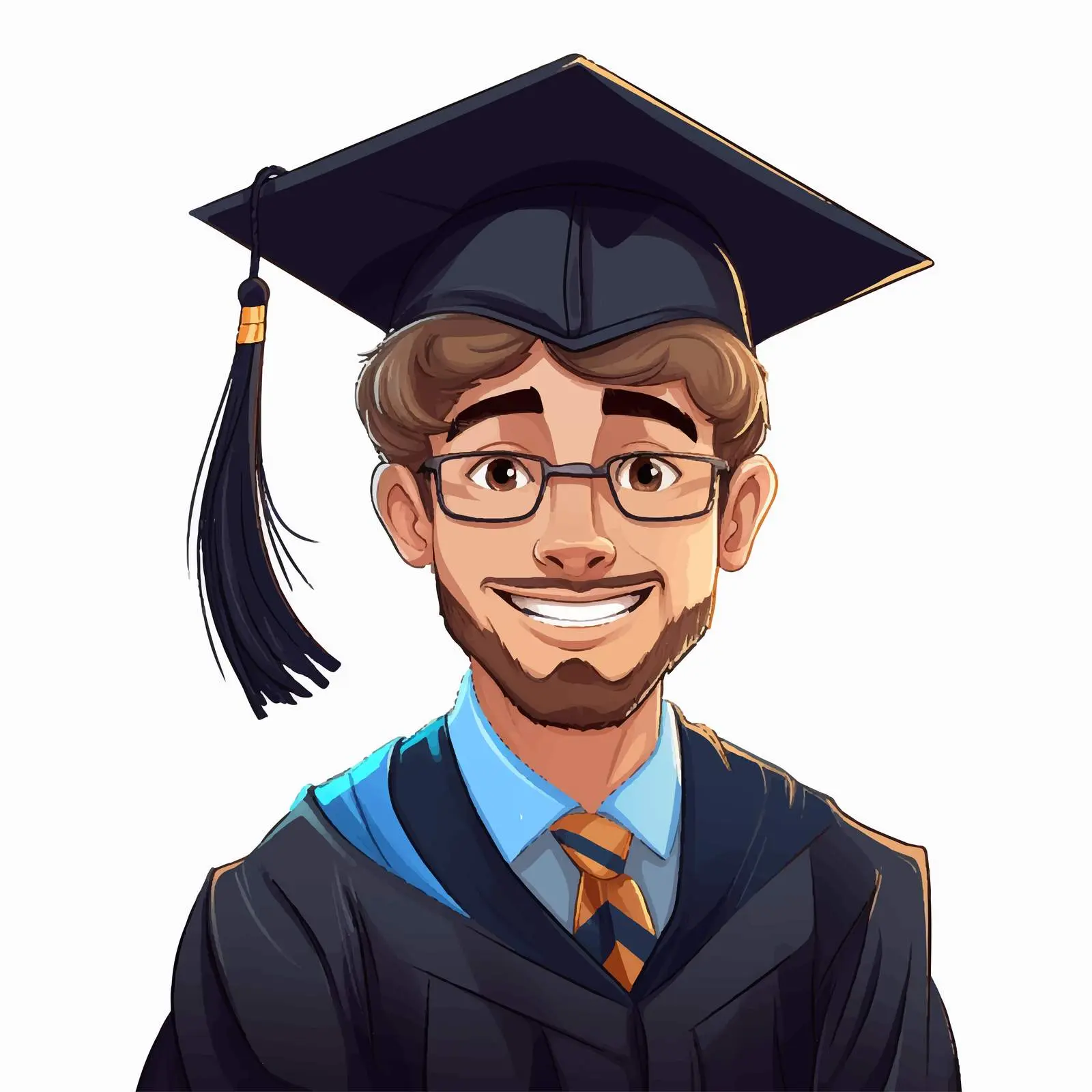 Graduated Young Man with Beard Cartoon Vector — free download from Dotvec