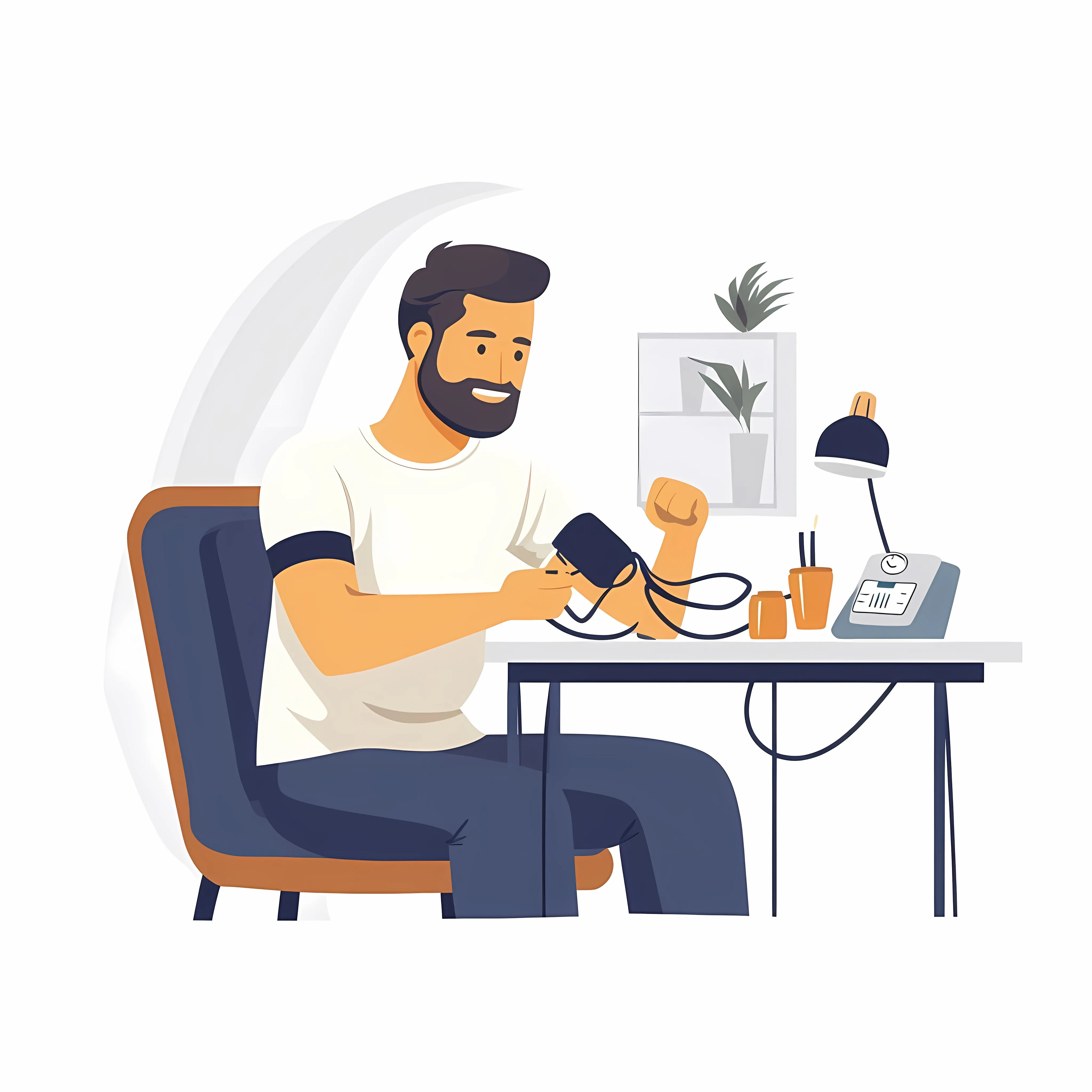 Young Man Measuring Blood Pressure at Home — free download from Dotvec