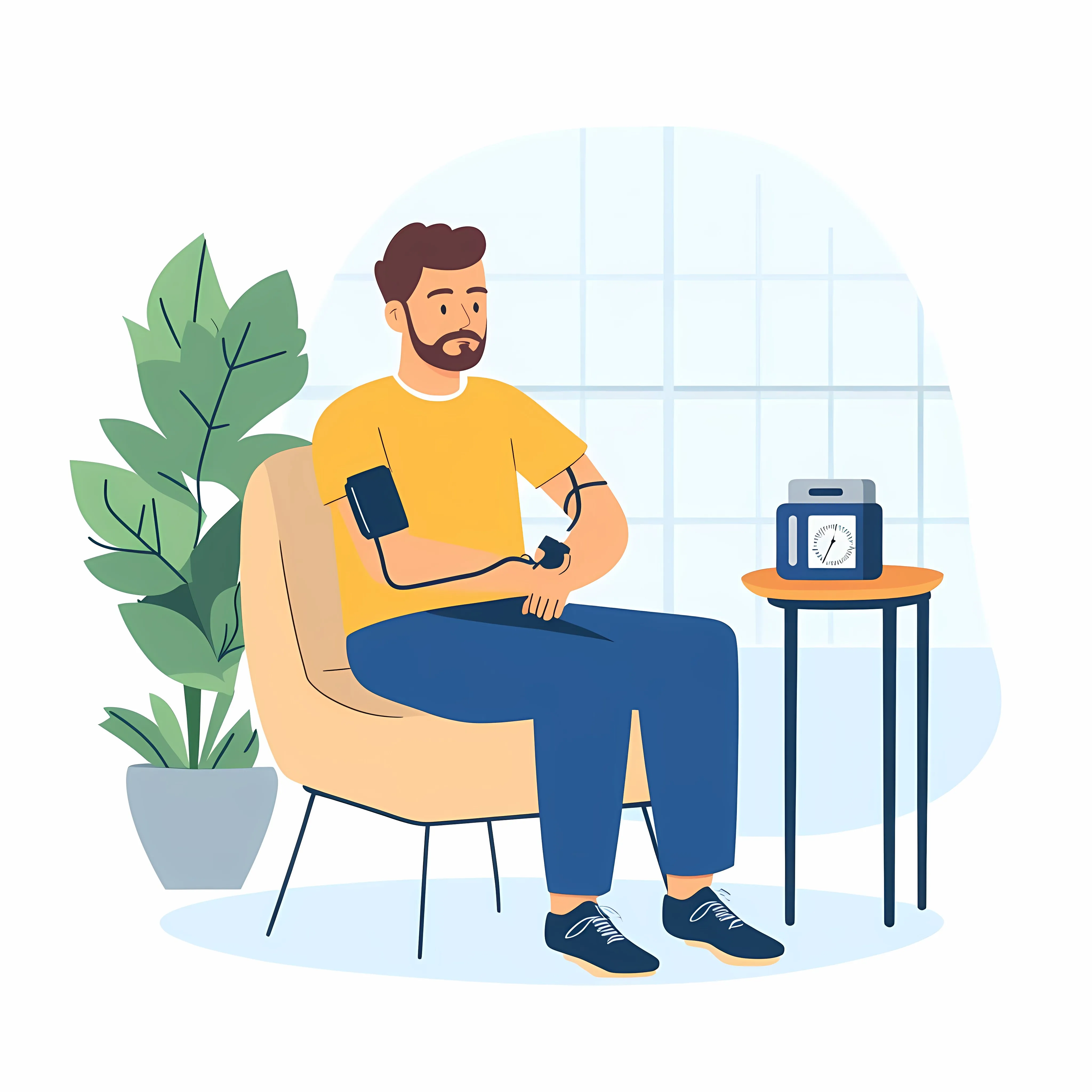 Young Man Monitoring Blood Pressure at Home — free download from Dotvec