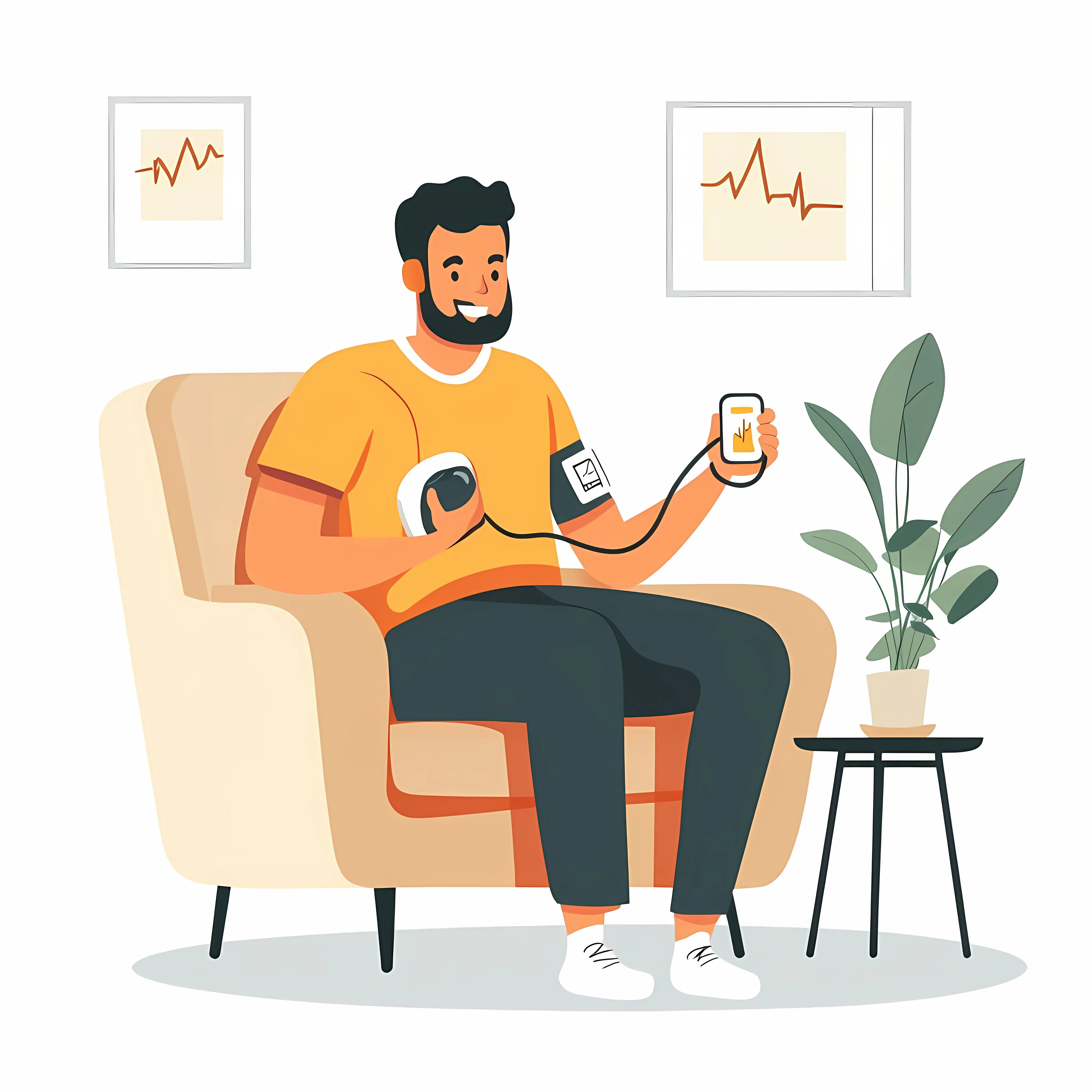 Young Man Monitoring Blood Pressure at Home — free download from Dotvec