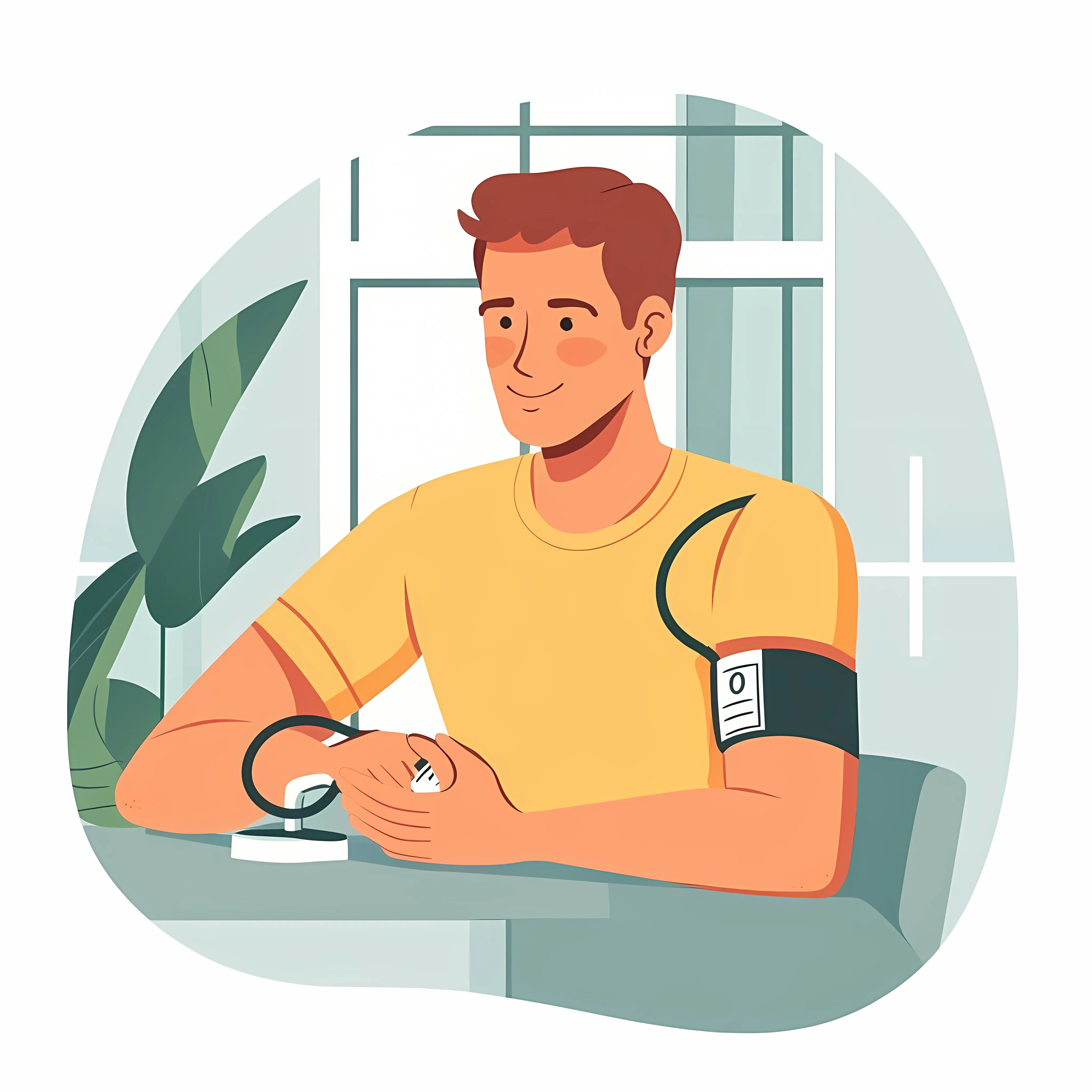 Young Man Measuring Blood Pressure at Home – free priorities image from Dotvec