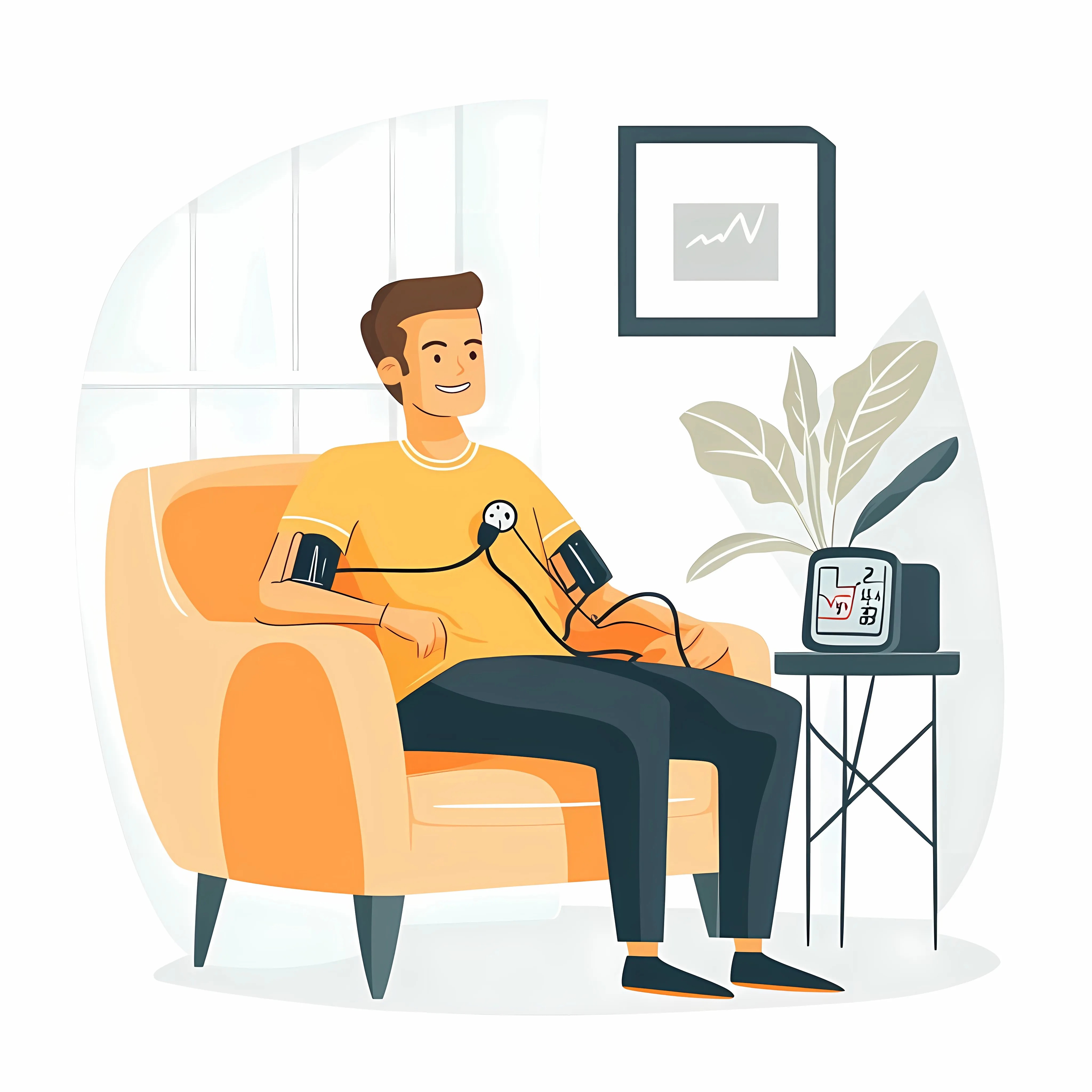 Young Man Monitoring Blood Pressure at Home – free health screening image from Dotvec