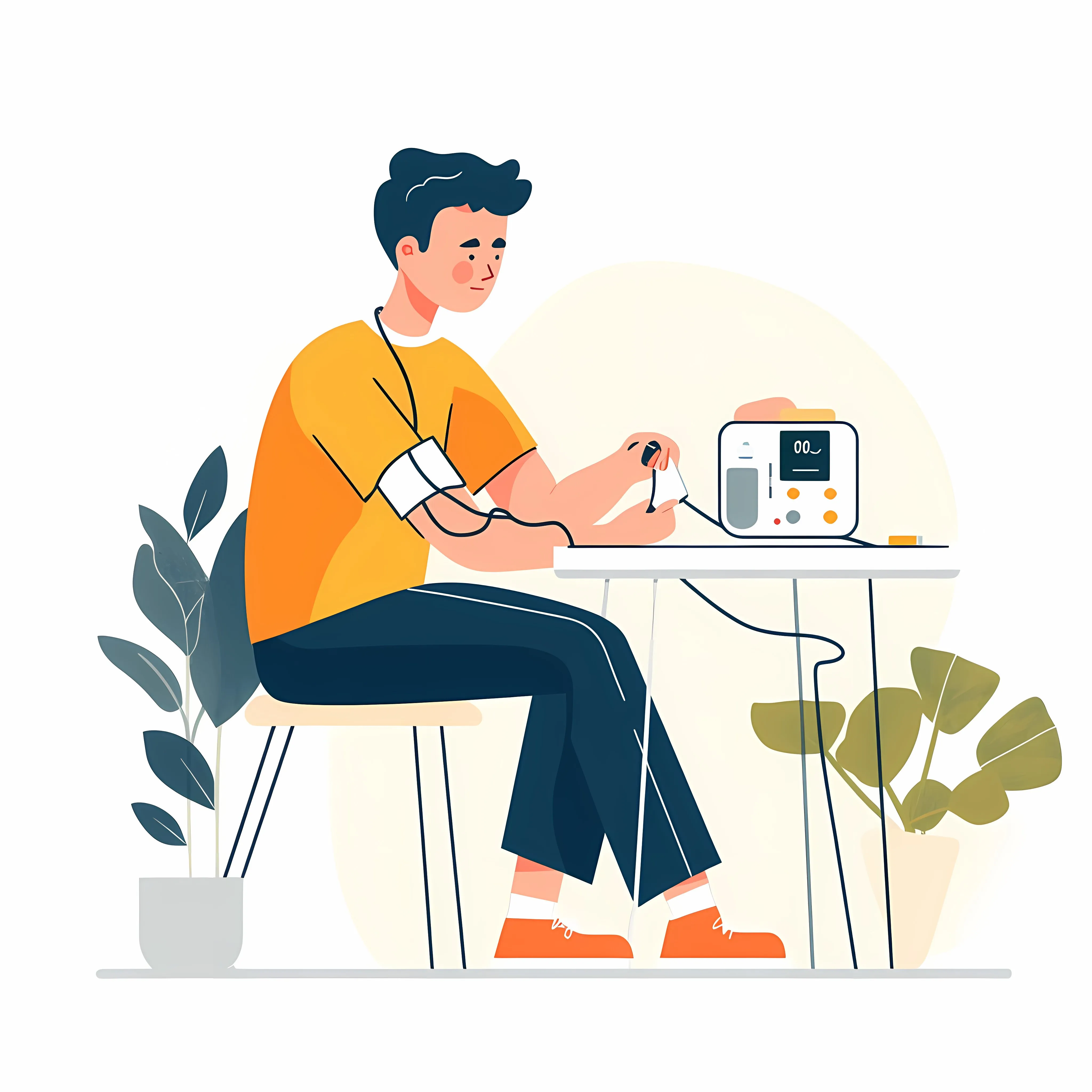 Young Man Monitoring Blood Pressure at Home — free download from Dotvec