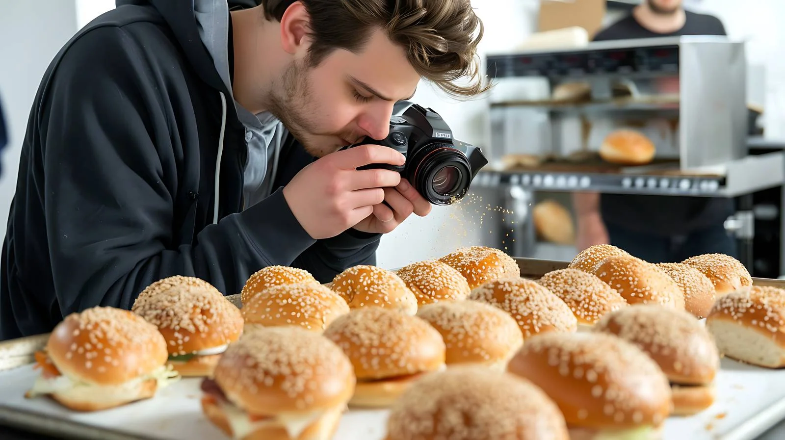 Youth photographing friend sprinkling sesame — free download from Dotvec