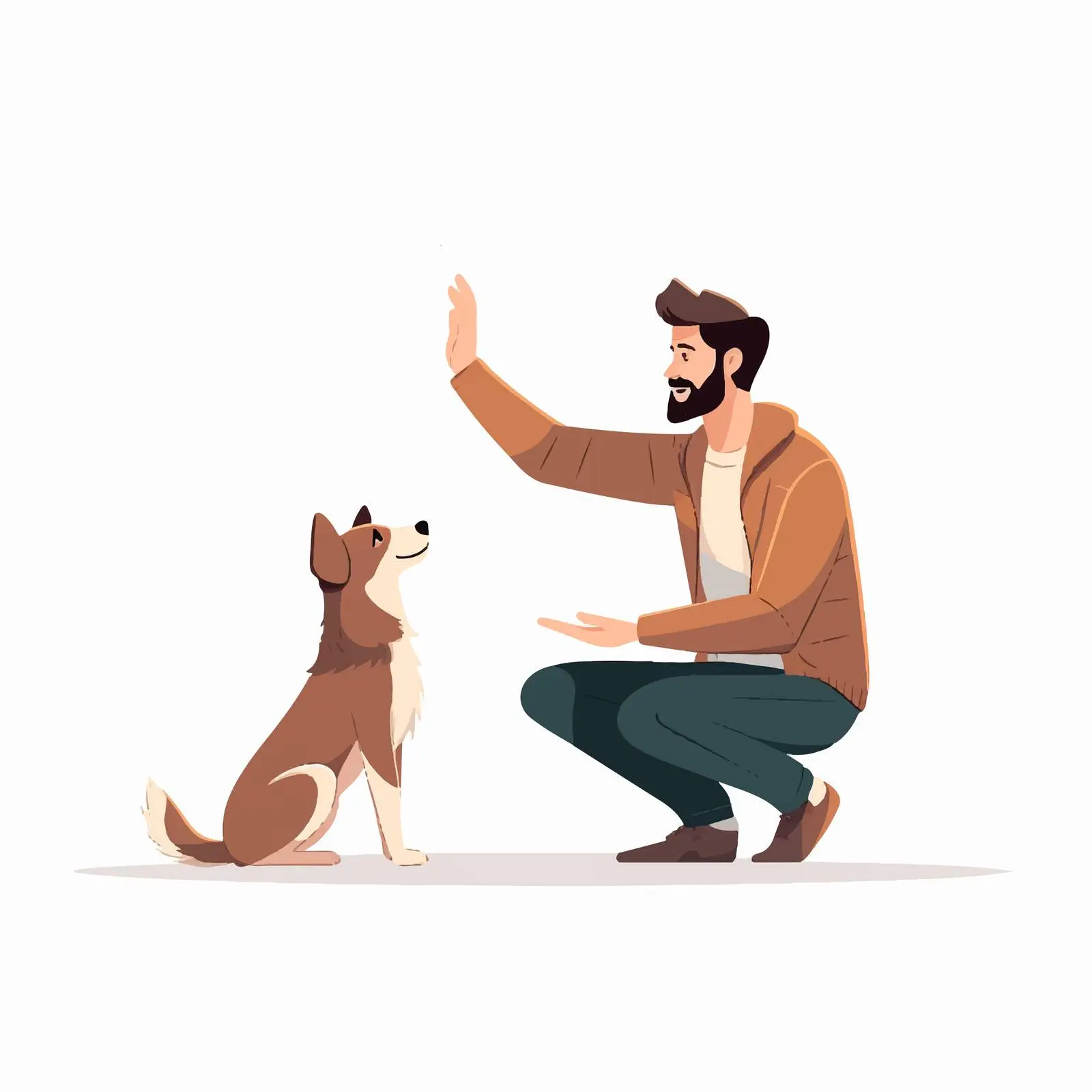 Young Man Training Dog with Hand Gestures – free obedience image from Dotvec