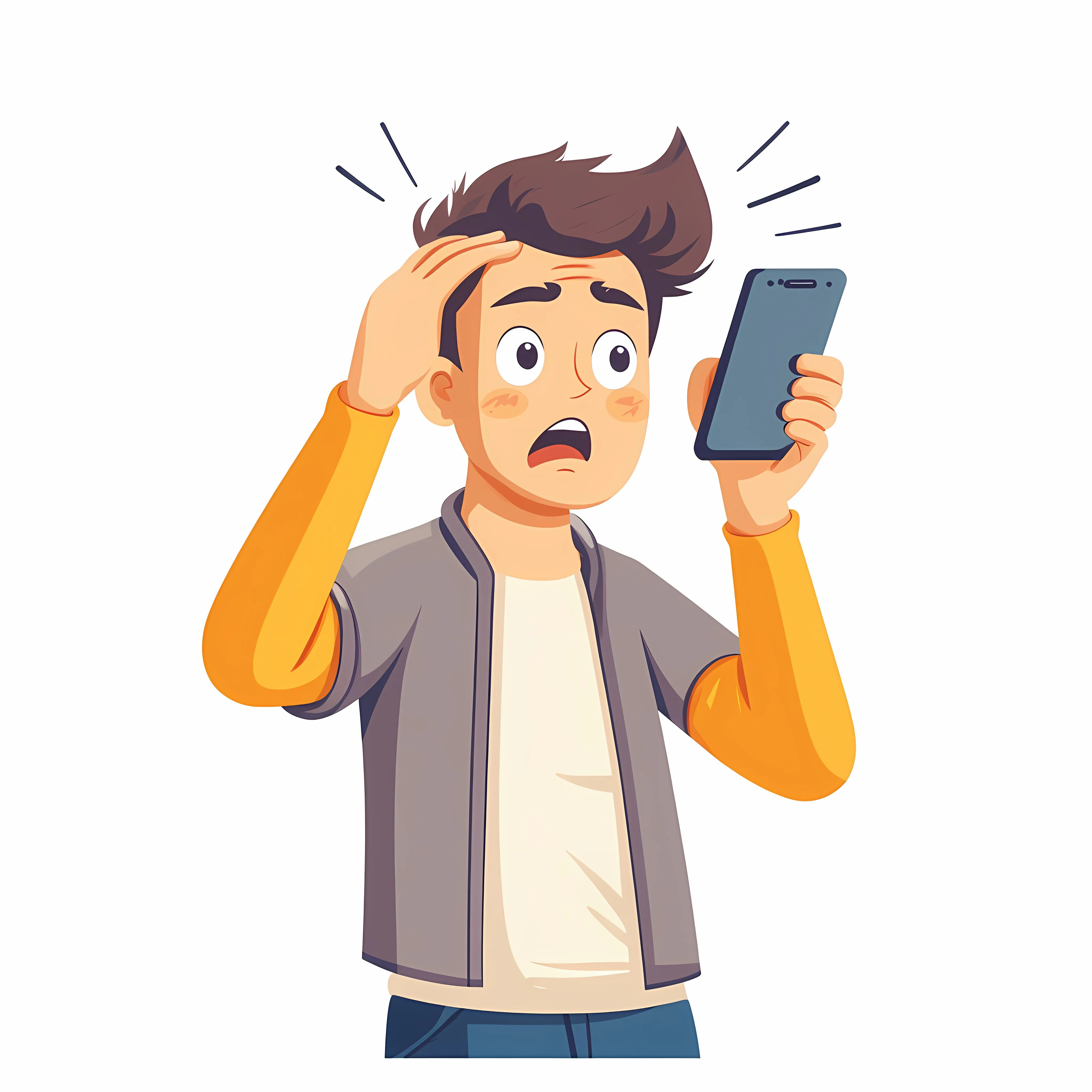 Stressed Young Man Texting on Smartphone — free download from Dotvec