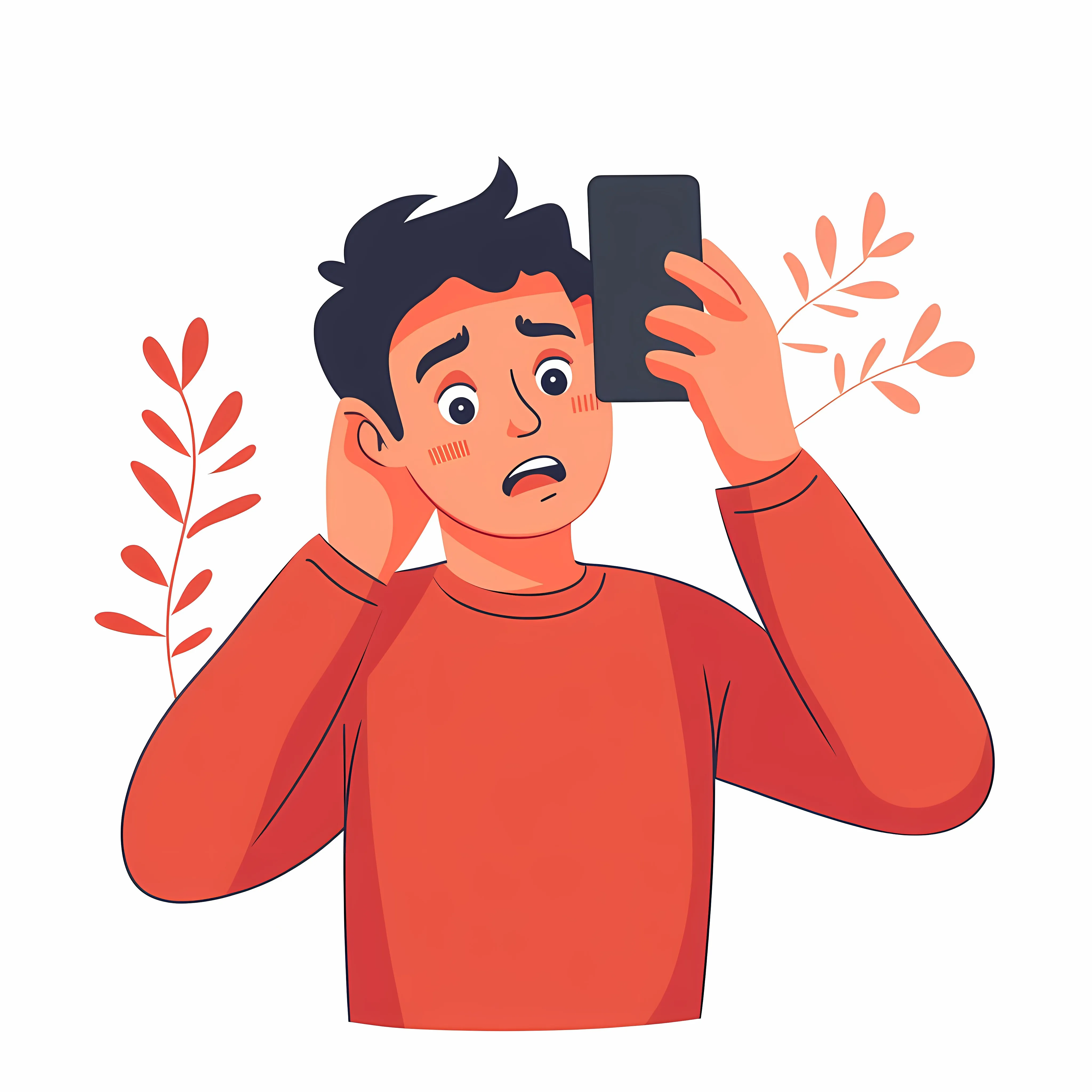 Stressed Young Man Texting on Smartphone – free facepalm image from Dotvec