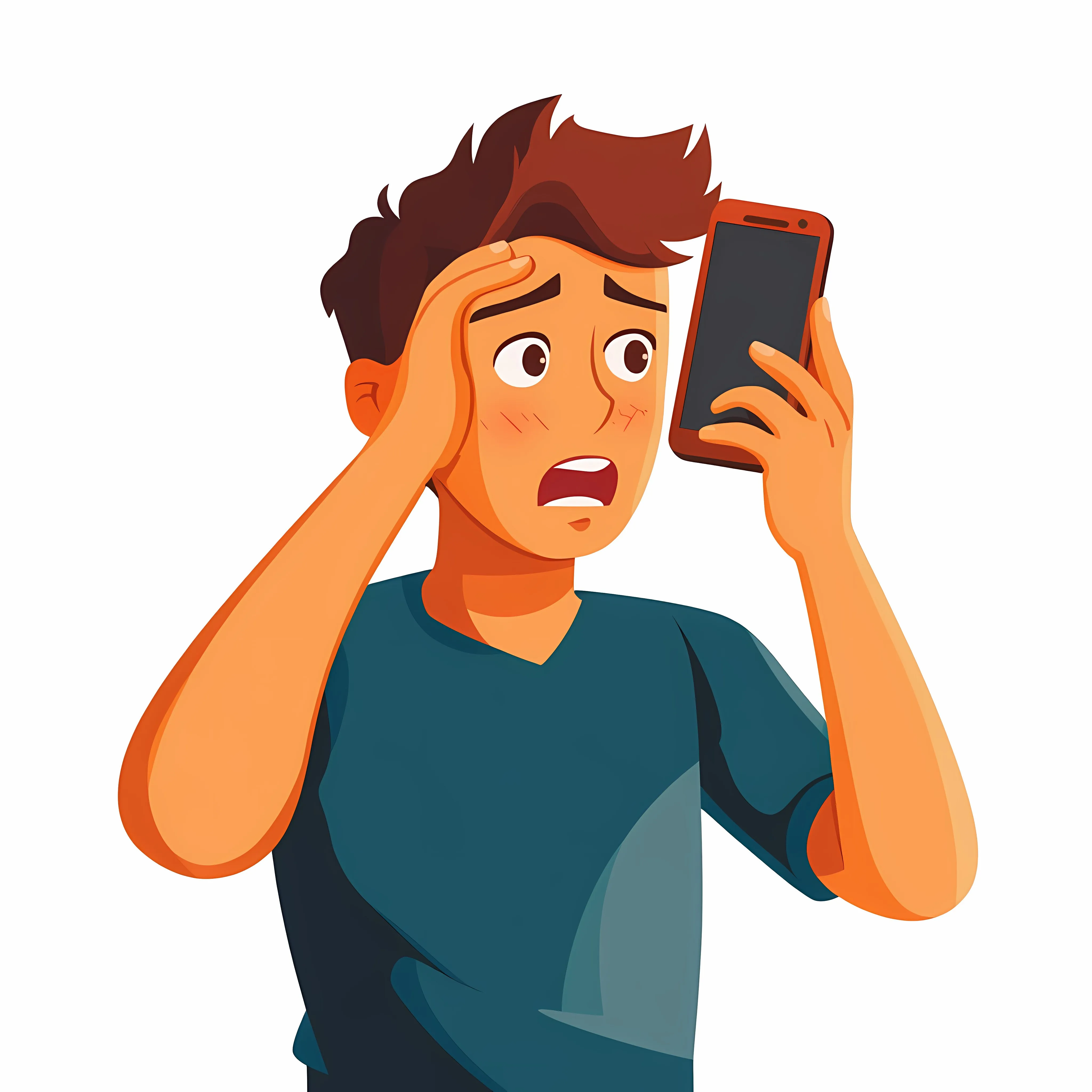 Stressed Young Man Texting on Smartphone — free download from Dotvec