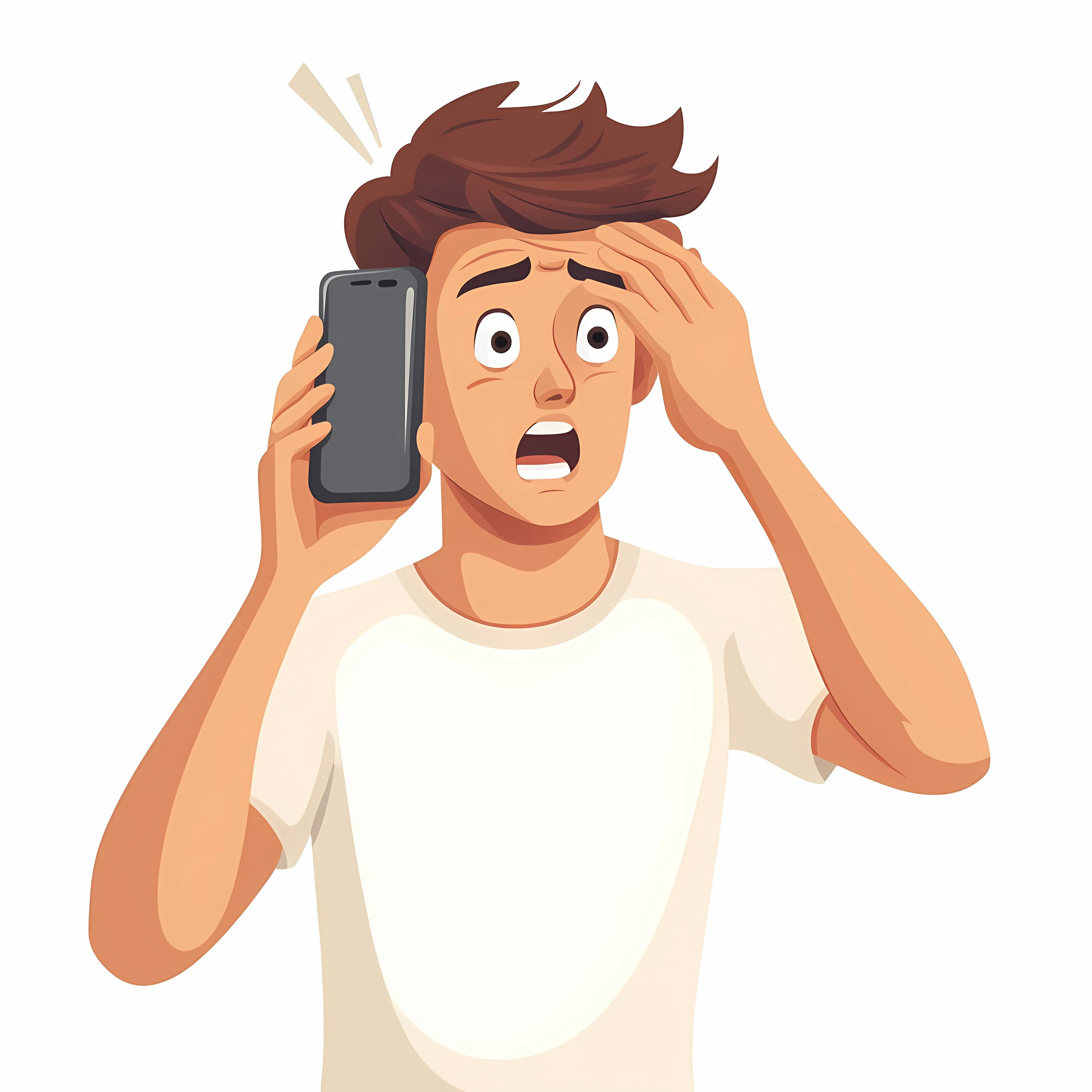 Stressed Young Man Texting on Smartphone — free download from Dotvec