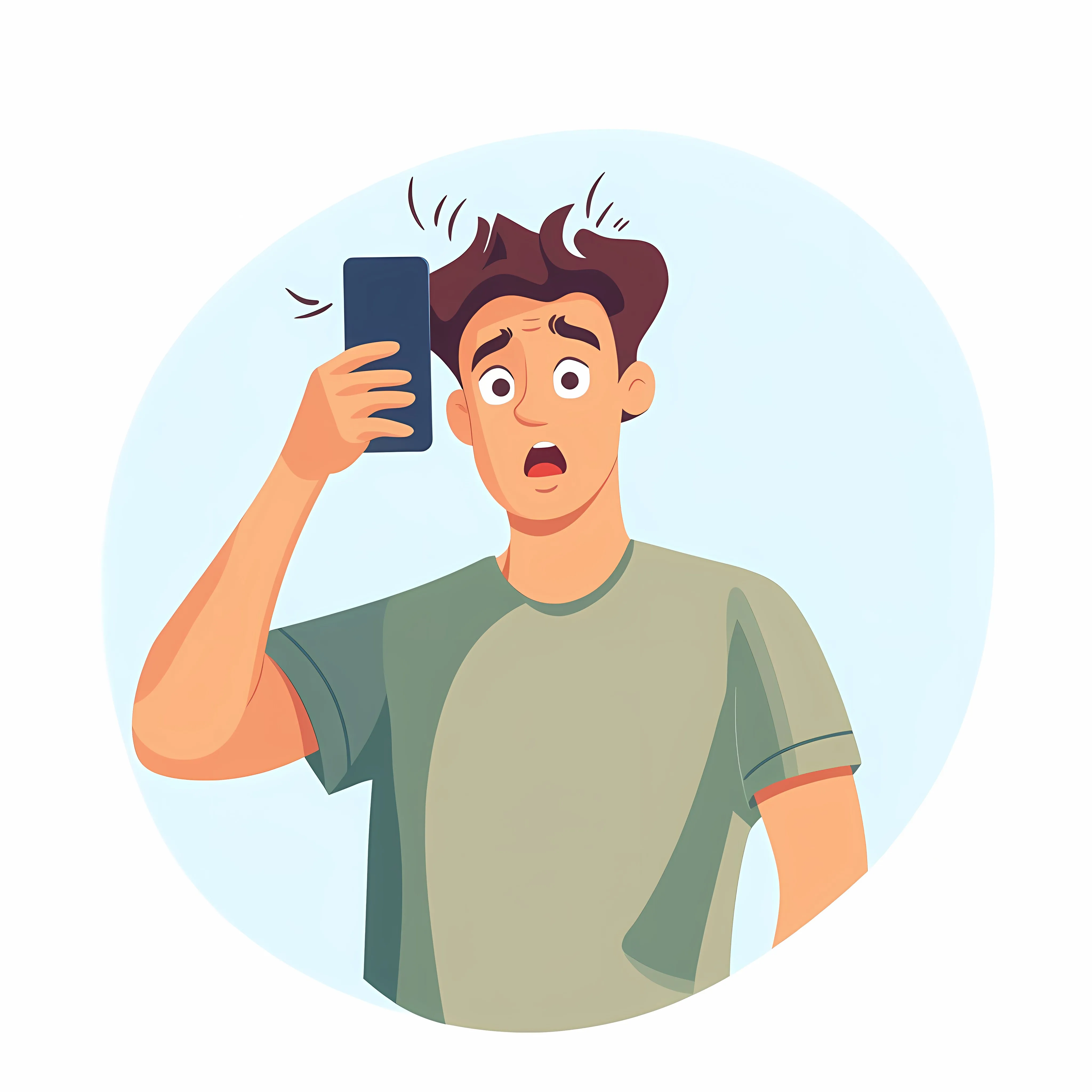 Stressed Young Man Texting on Smartphone — free download from Dotvec