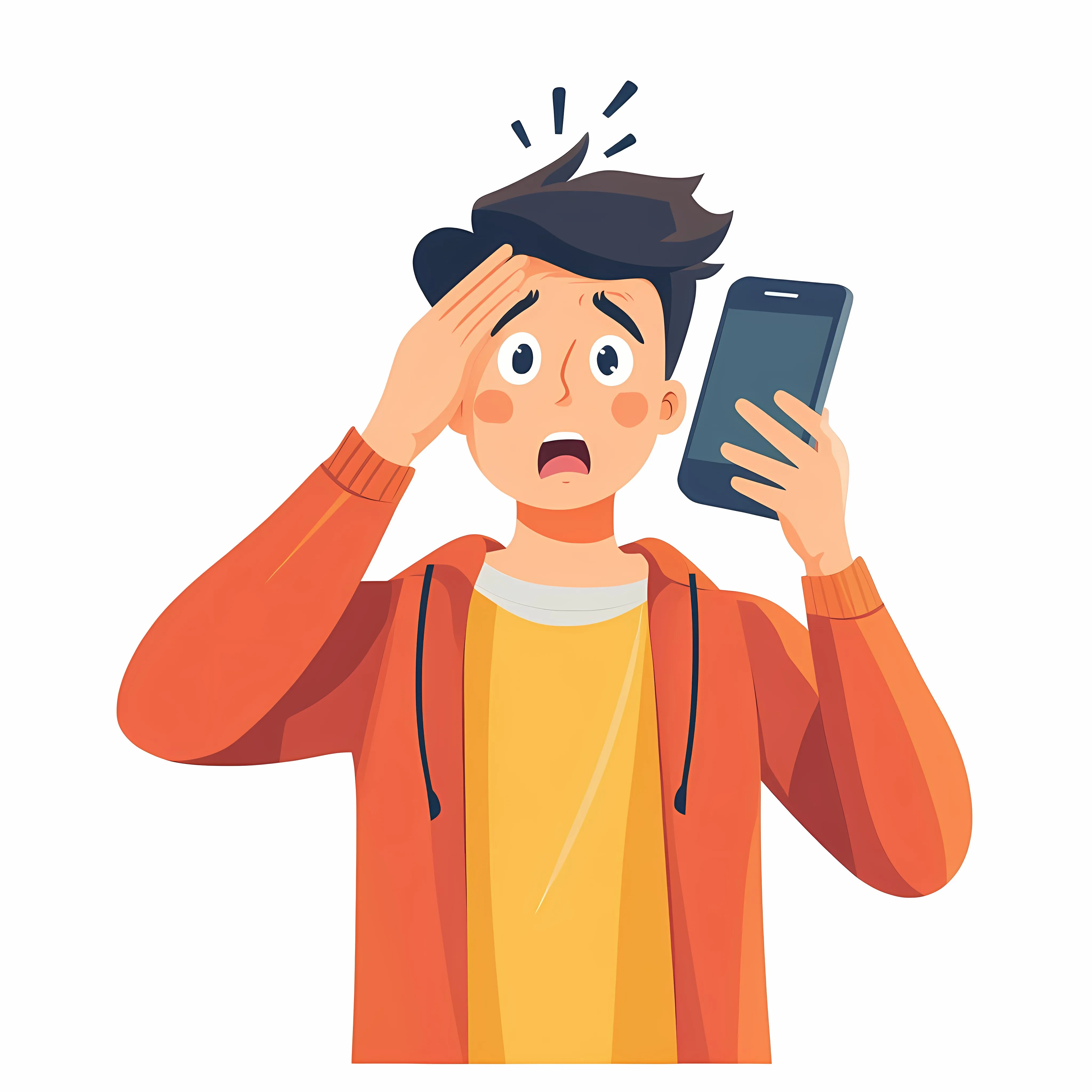 Stressed Young Man Texting on Smartphone — free download from Dotvec