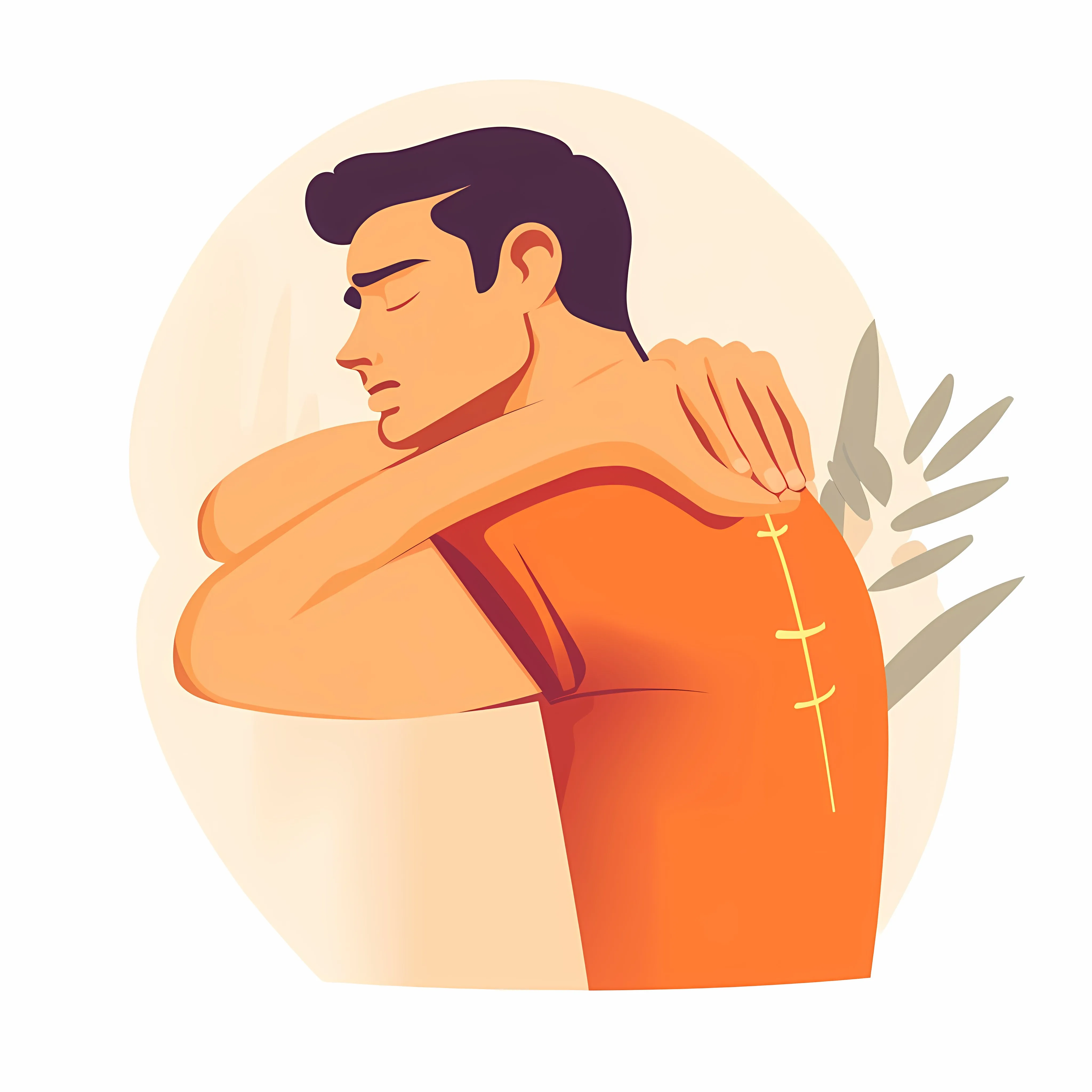 Young Man with Back Injury Touches Shoulder – free discomfort image from Dotvec