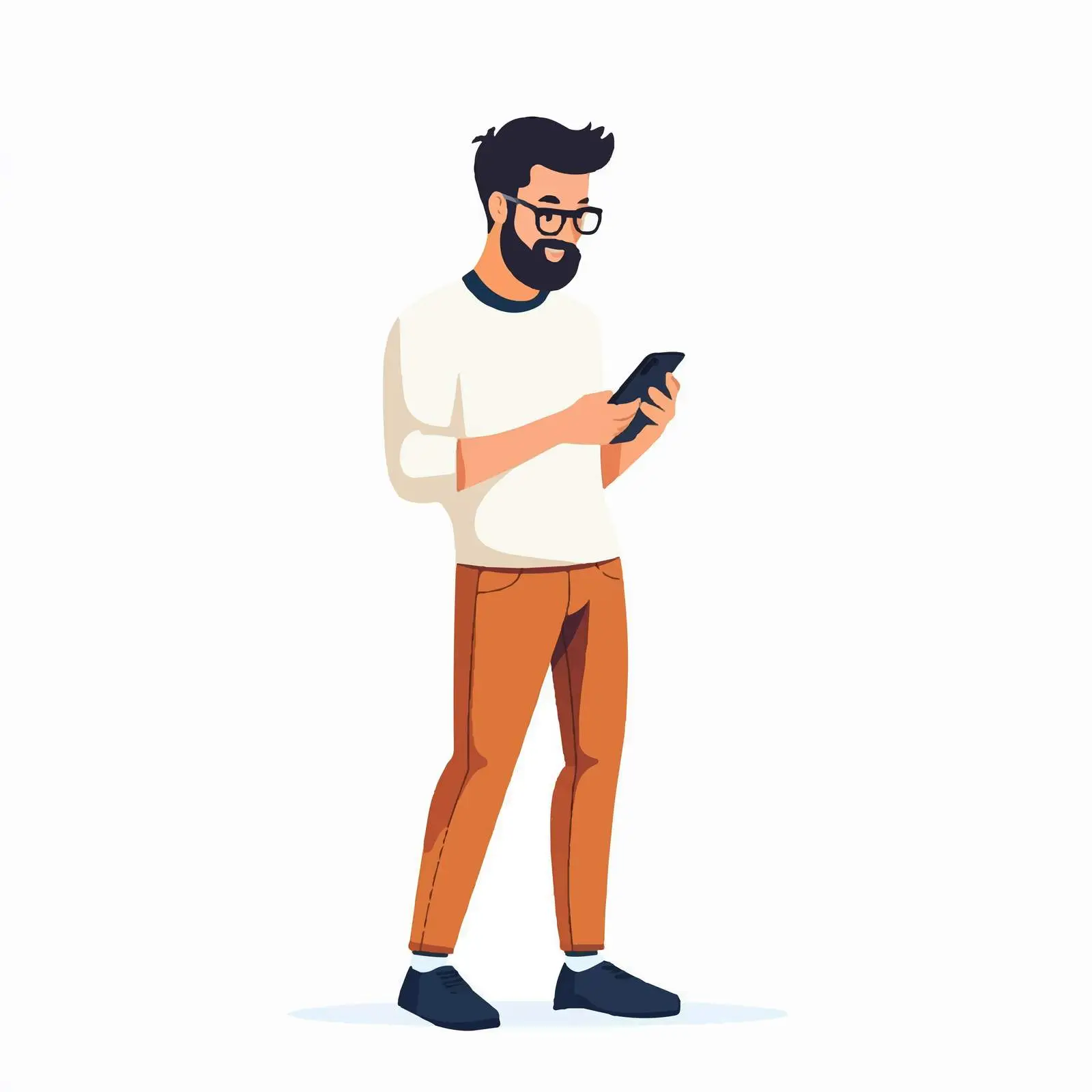 Young Man Using Mobile Phone Vector Illustration — free download from Dotvec