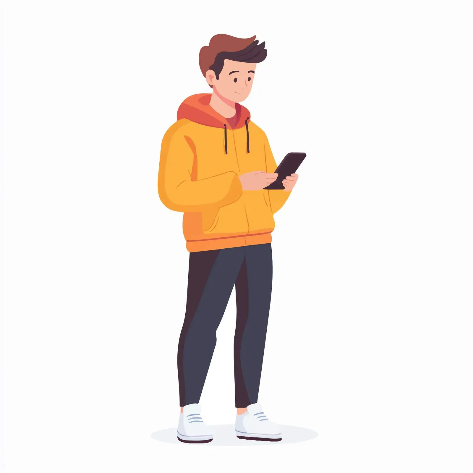 Young Man Using Mobile Phone Illustration – free human interaction image from Dotvec