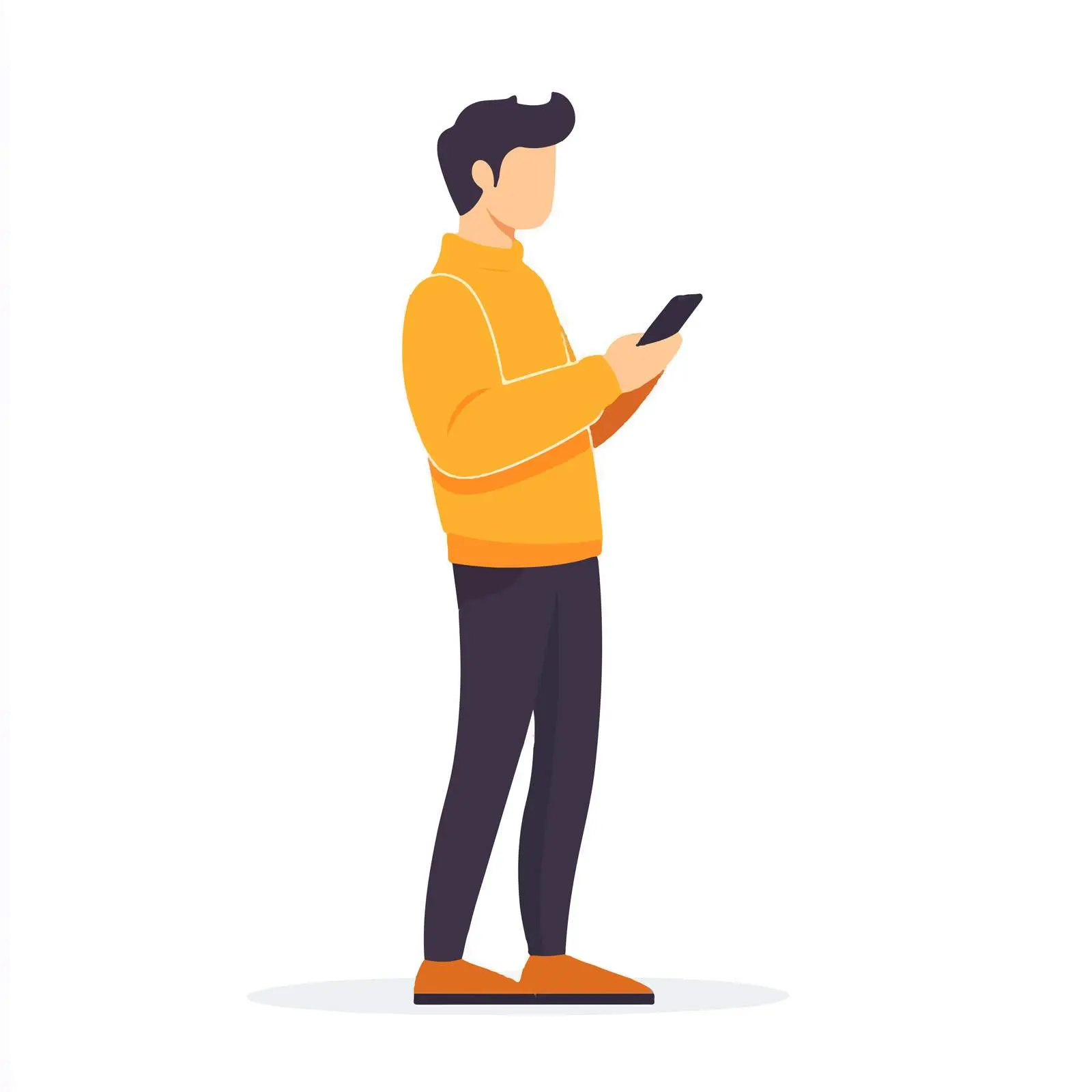 Young Man Using Mobile Phone Illustration — free download from Dotvec