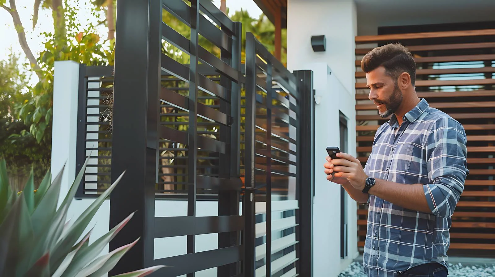 Man operating remote to open automatic sliding – free automatic image from Dotvec