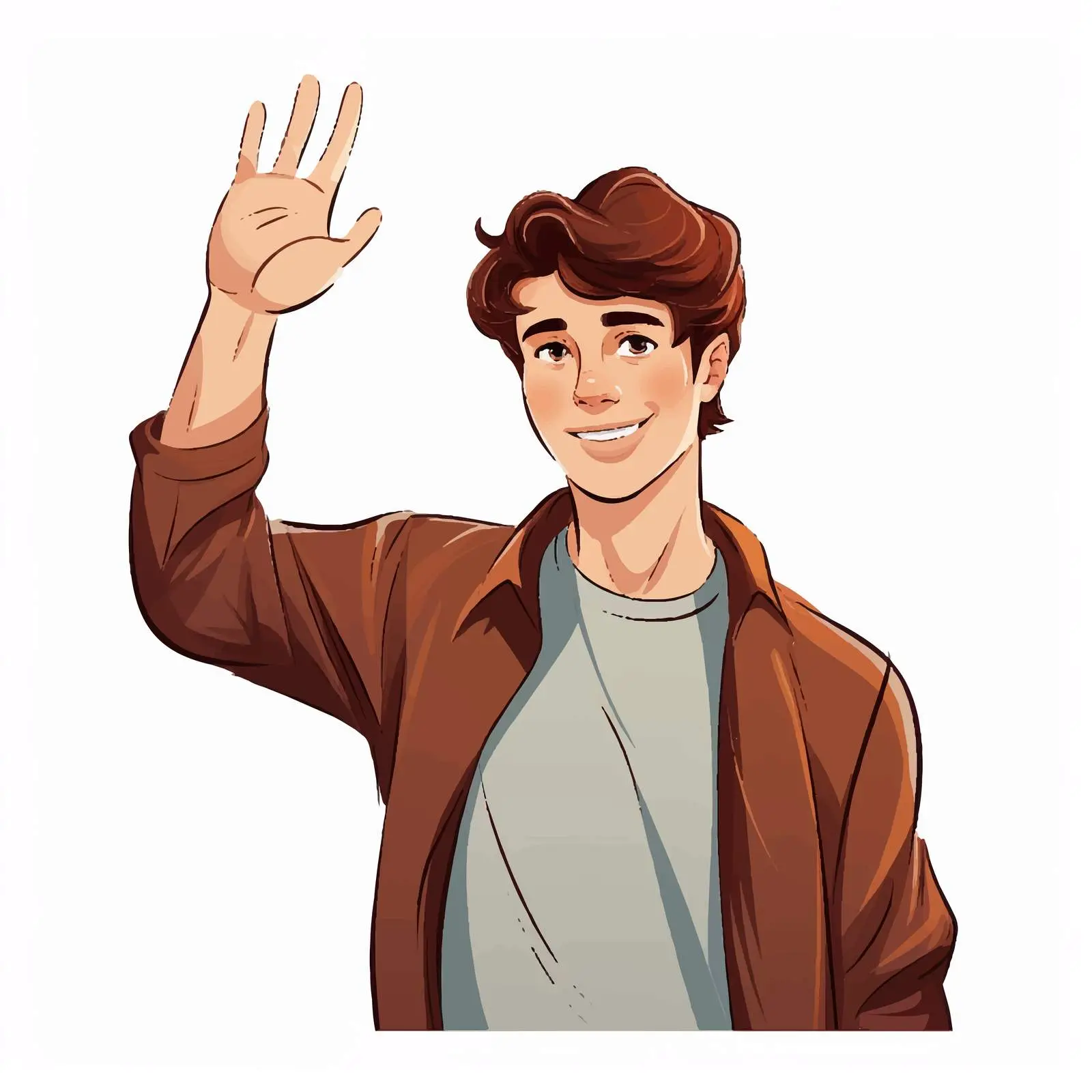 Young Man Waving Vector Illustration — free download from Dotvec