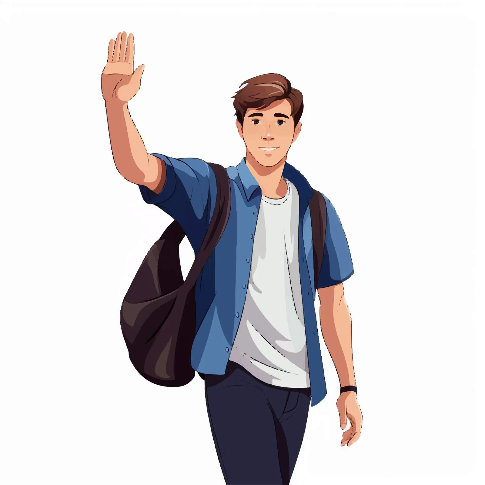 Young Man Waving Vector Illustration — free download from Dotvec