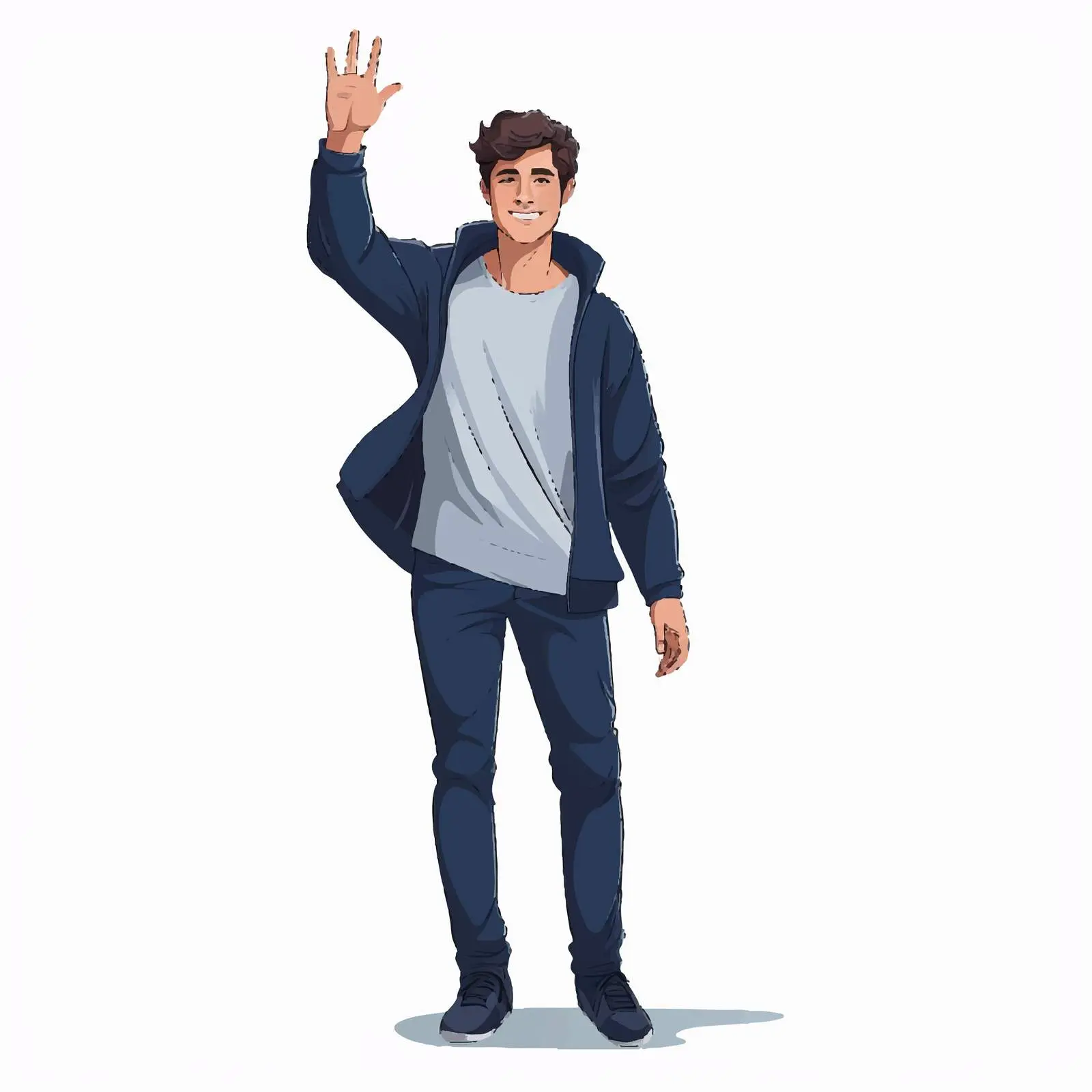 Young Man Waving Vector Illustration – free professional use image from Dotvec