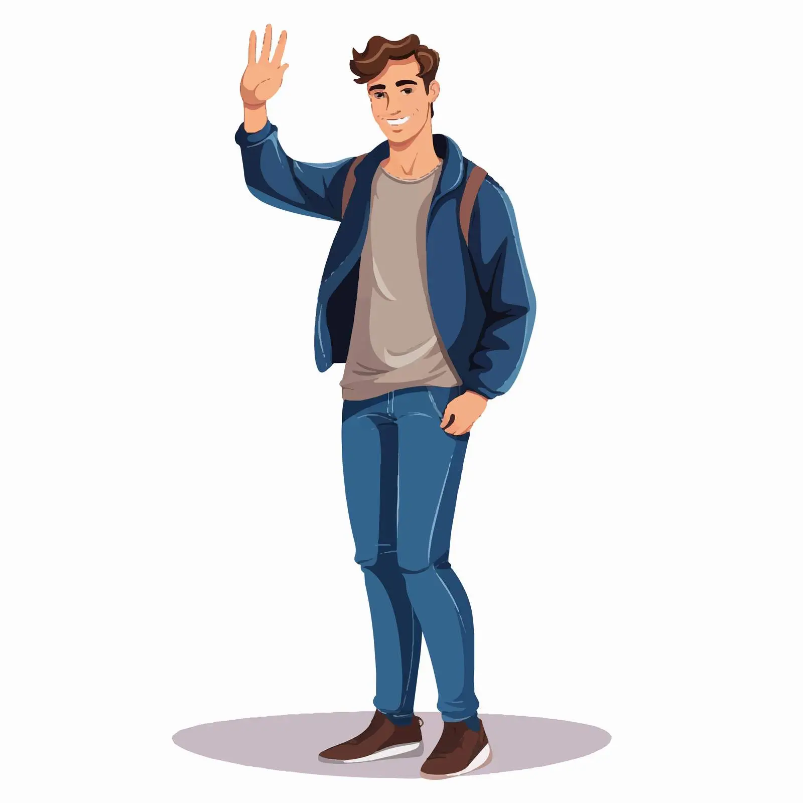 Young Man Waving Vector Illustration — free download from Dotvec