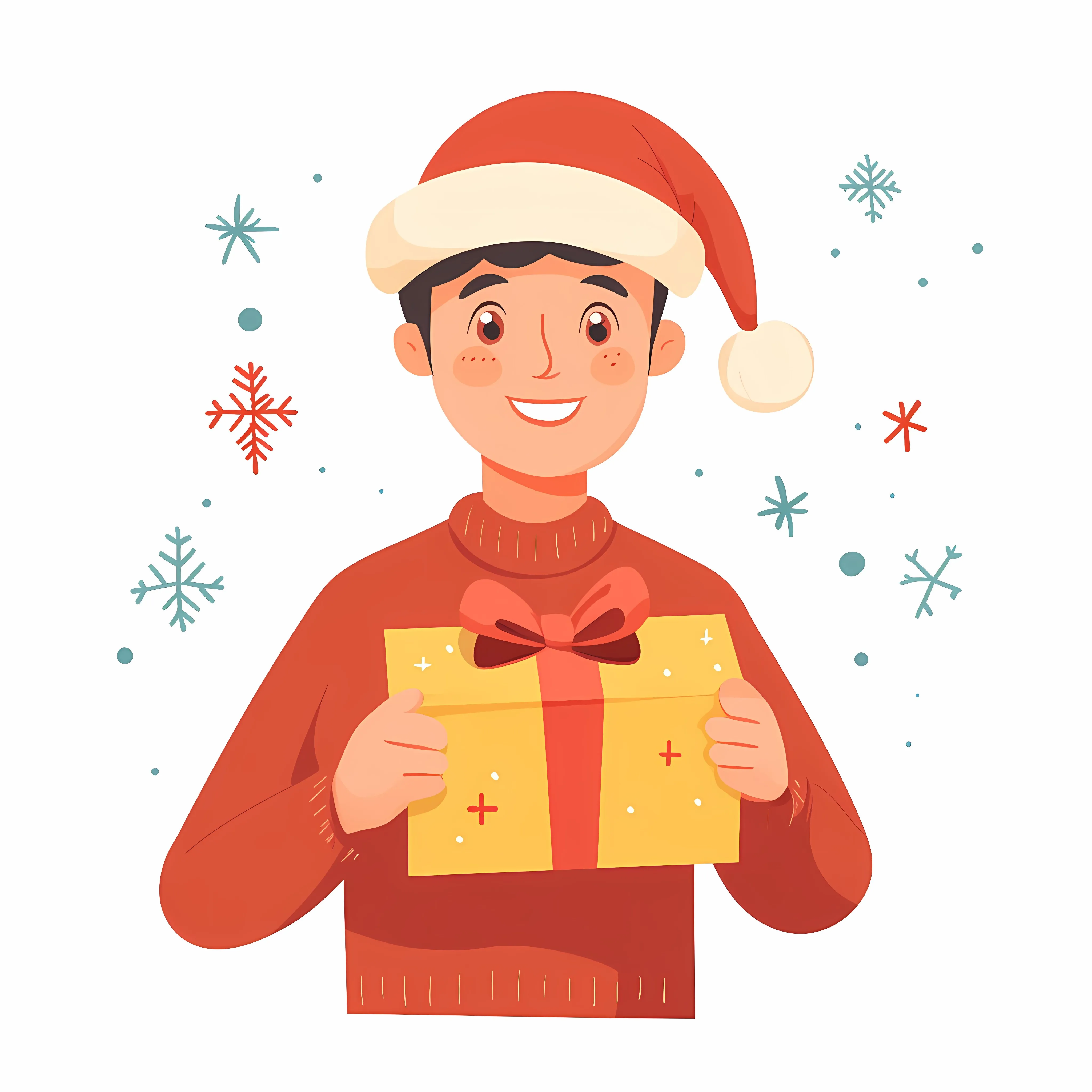 Young Man in Santa Hat with Gift Box — free download from Dotvec