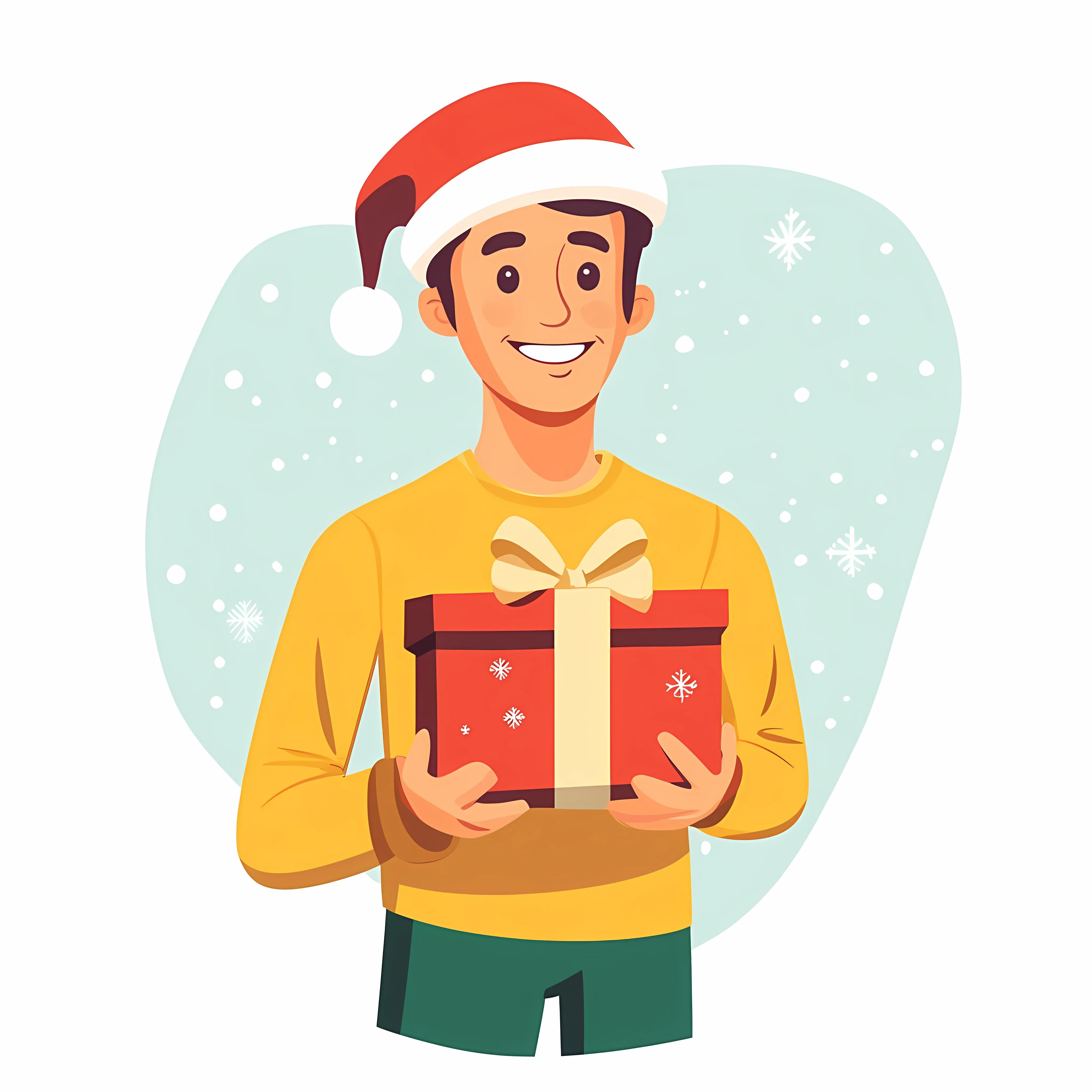 Young Man Holding Gift Box in Santa Hat – free festive fashion image from Dotvec