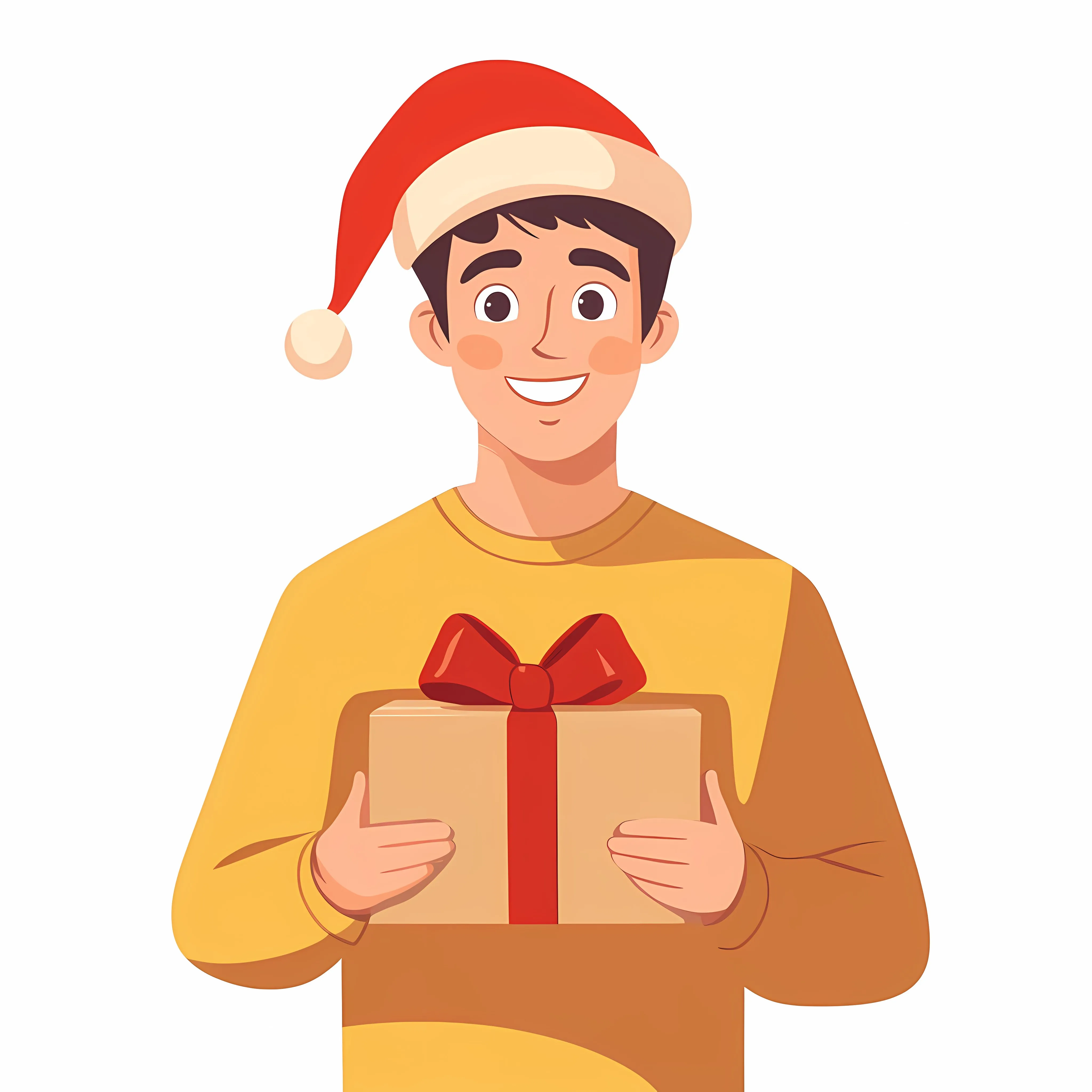 Young Man in Santa Hat with Gift Box — free download from Dotvec