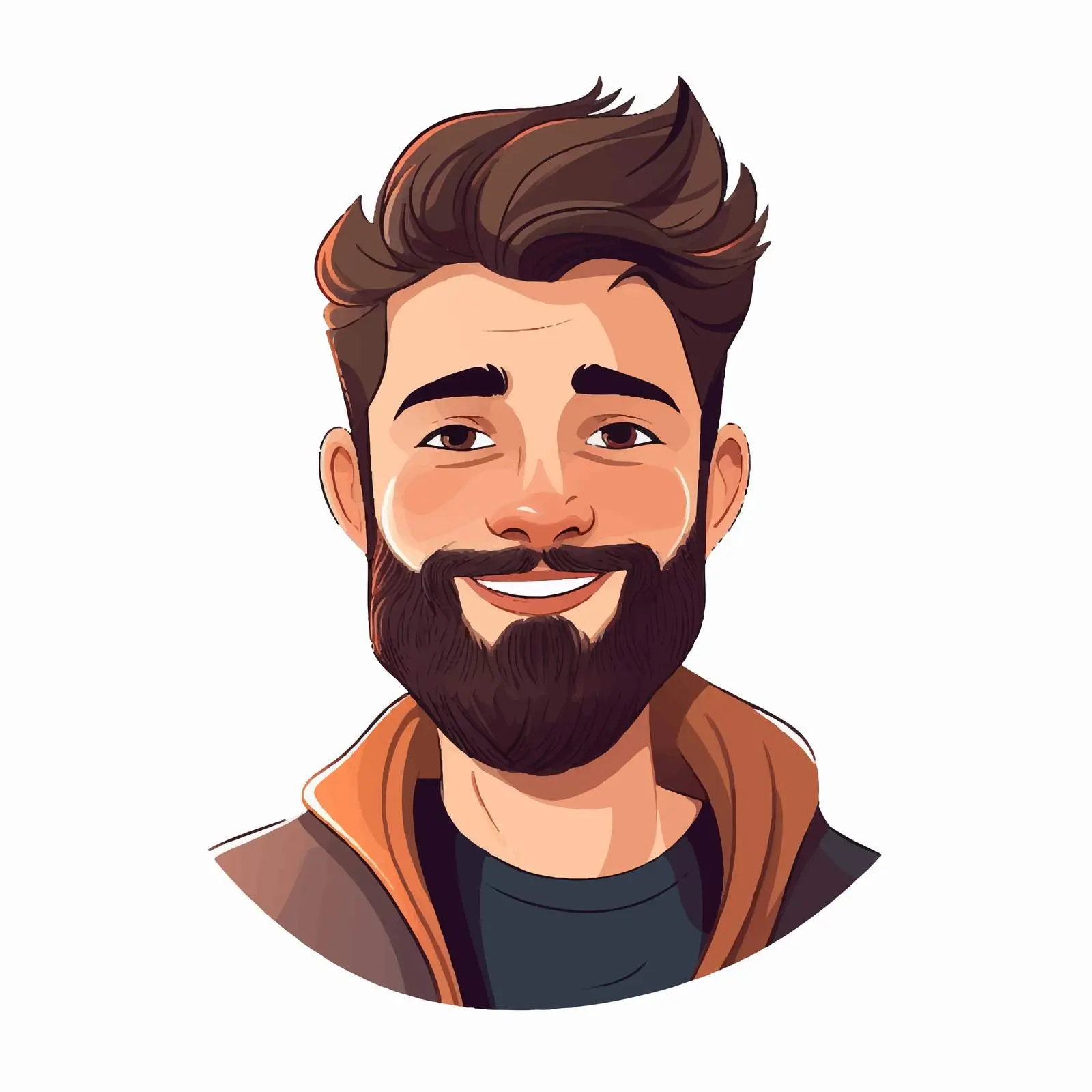 Cartoon Young Man Beard Avatar Vector Illustration — free download from Dotvec