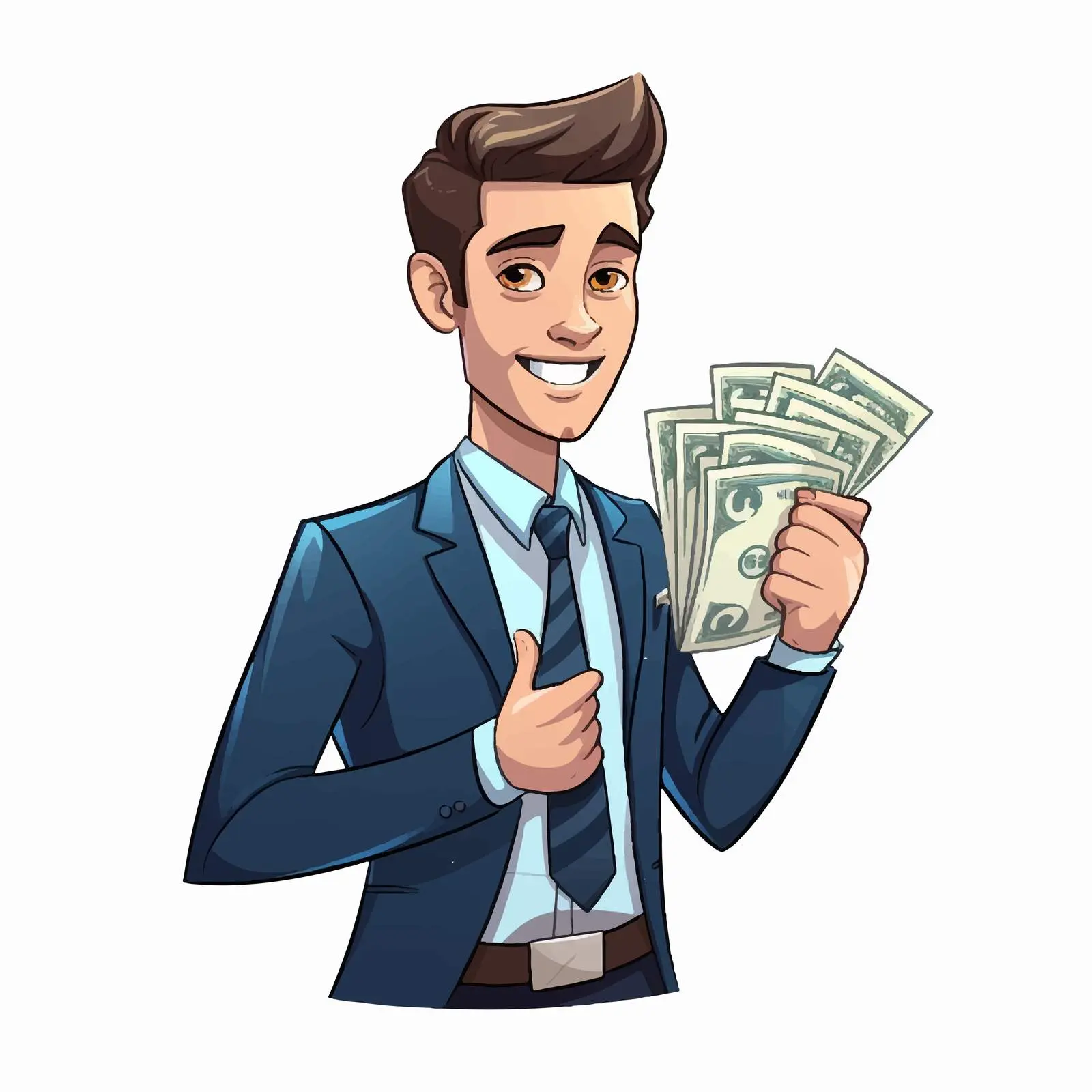 Young Man with Dollar Bills Cartoon Vector – free cash image from Dotvec