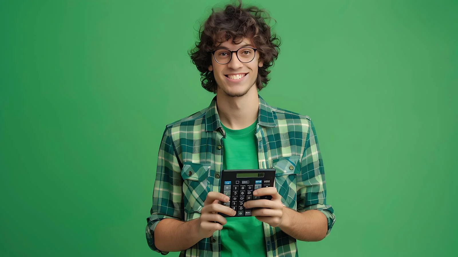 Professional with Calculator on Green Background — free download from Dotvec