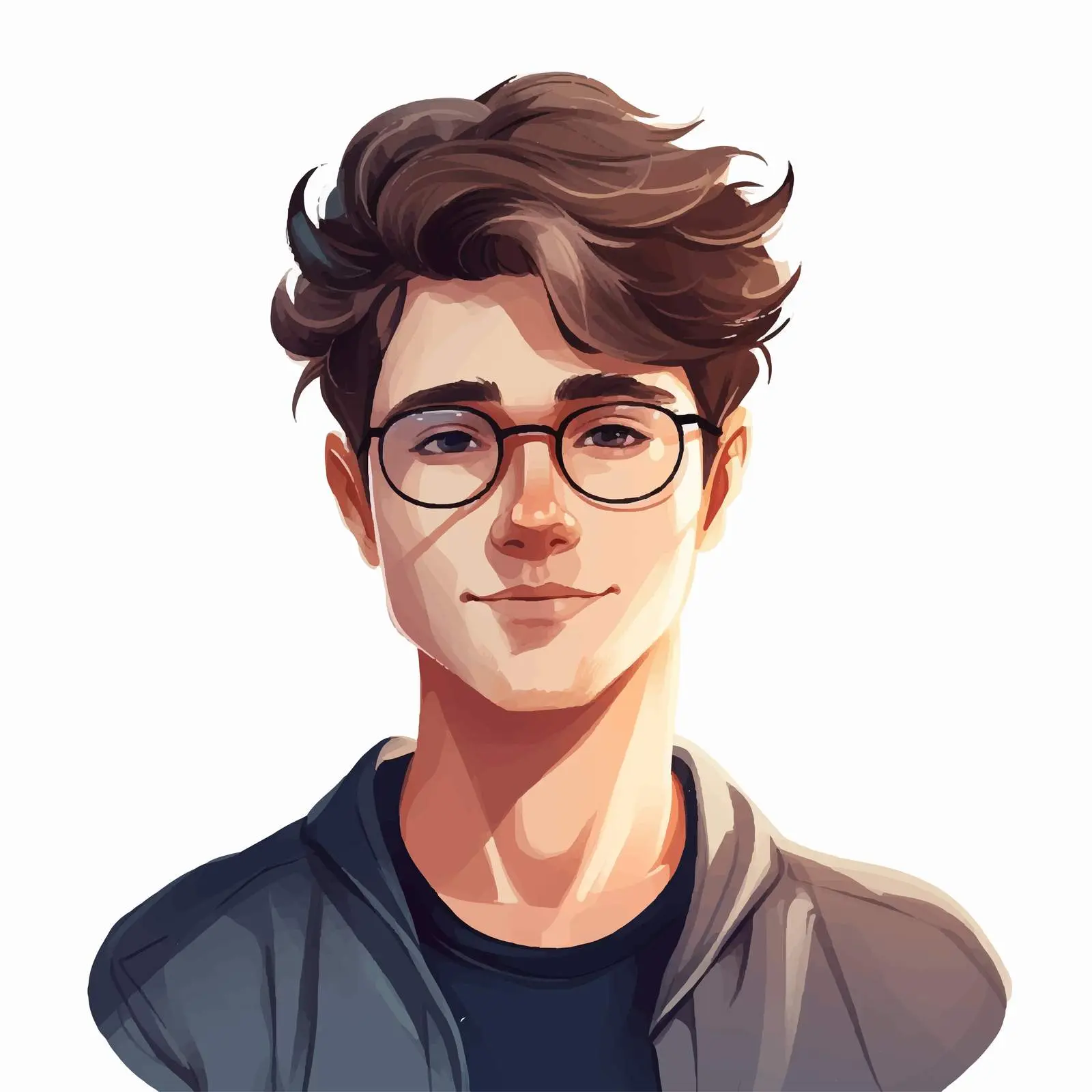 Young Man with Glasses Cartoon Vector Avatar – free avatar image from Dotvec