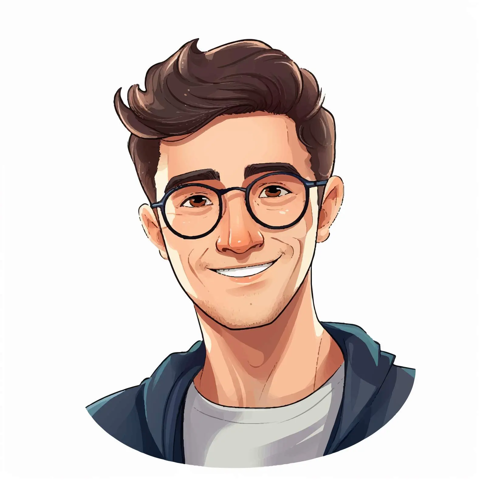 Young Man with Glasses Cartoon Avatar Vector – free avatar image from Dotvec