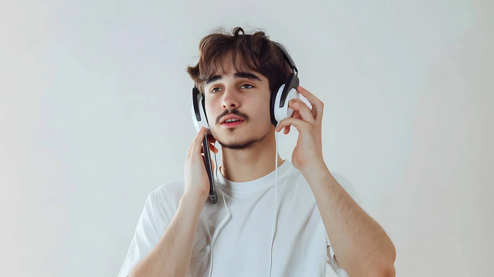 Young Man Talking on Headphones Image — free download from Dotvec