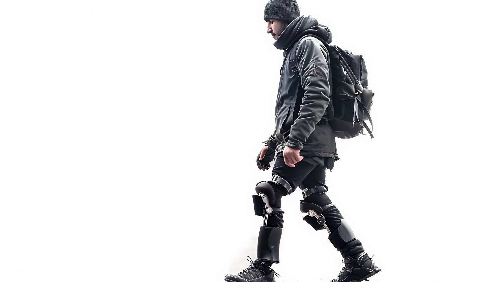 Courageous Amputee Walking Roadside — free download from Dotvec