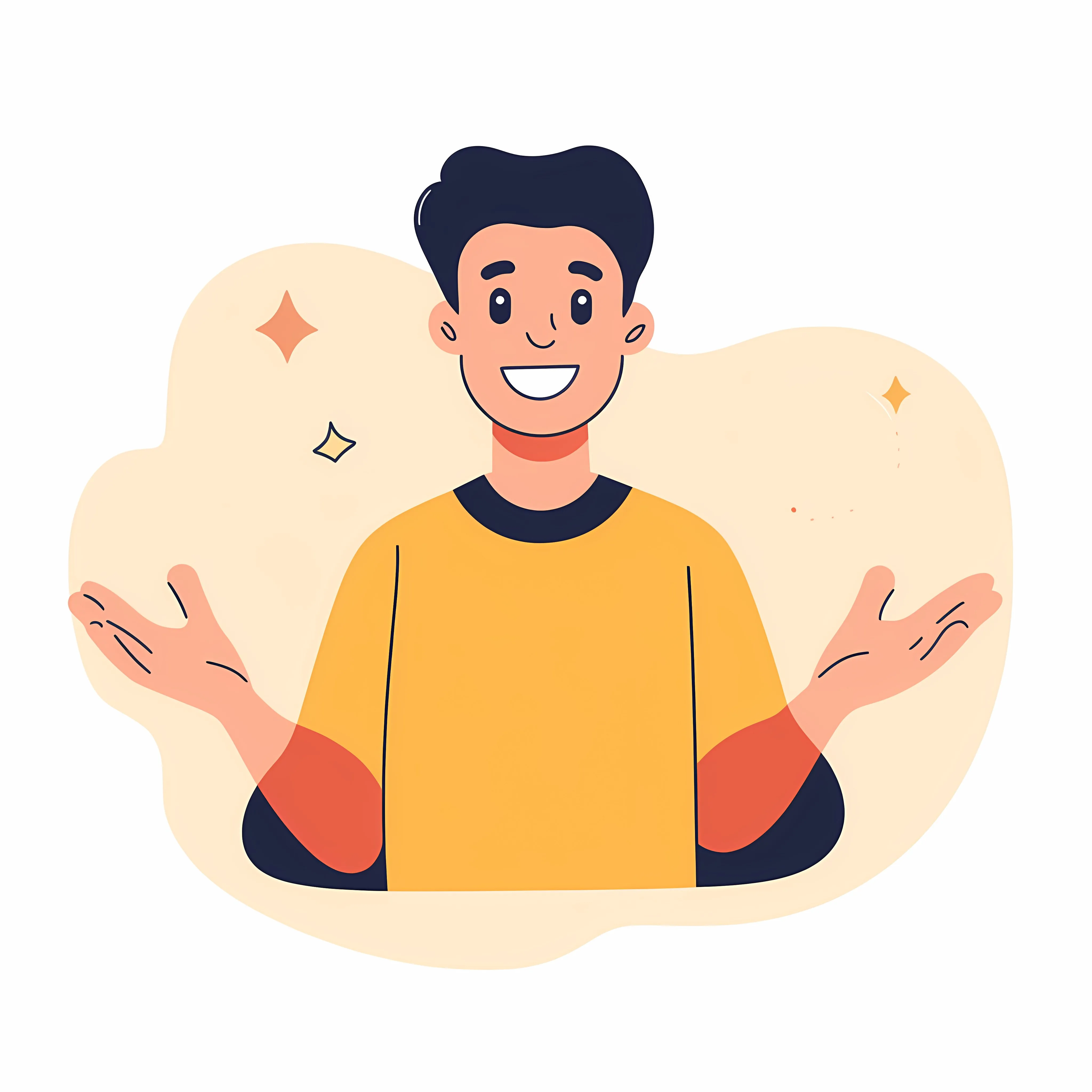 Young Man Welcoming New Members with Open Hands — free download from Dotvec