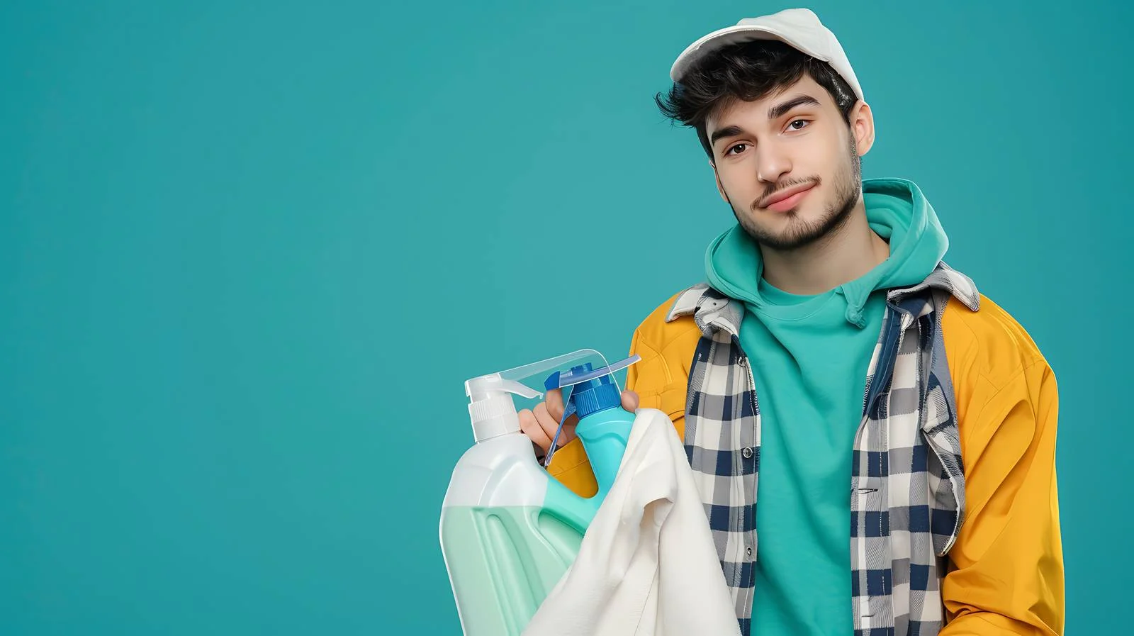 Cleaning Supplies on Green Background — free download from Dotvec