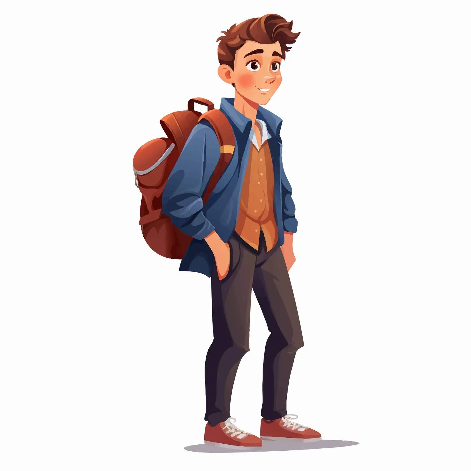 Young Man with School Bag Cartoon Vector – free avatar image from Dotvec