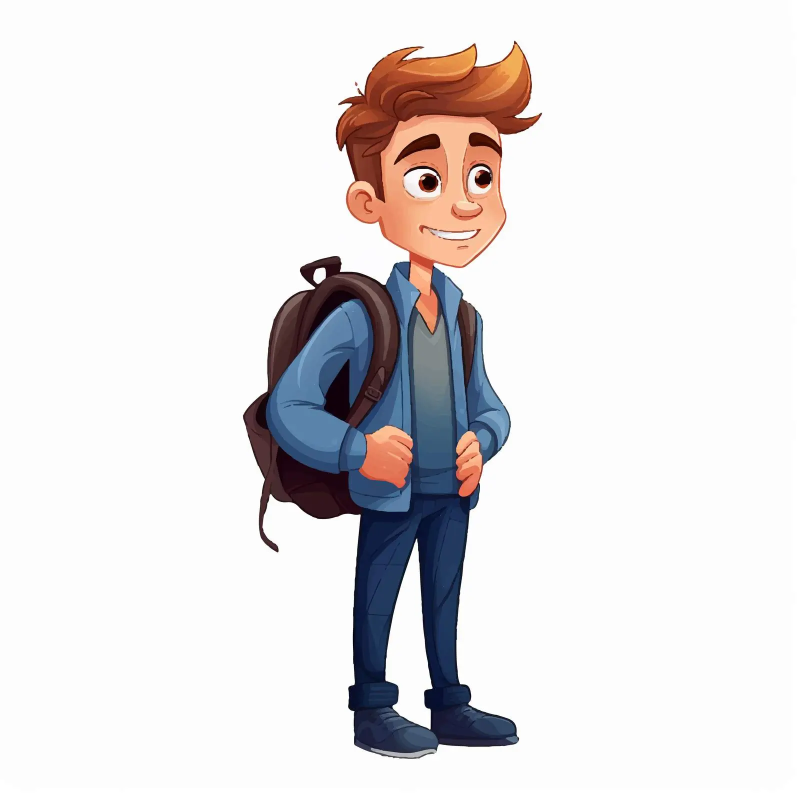 Young Man with School Bag Cartoon Vector Character – free avatar image from Dotvec