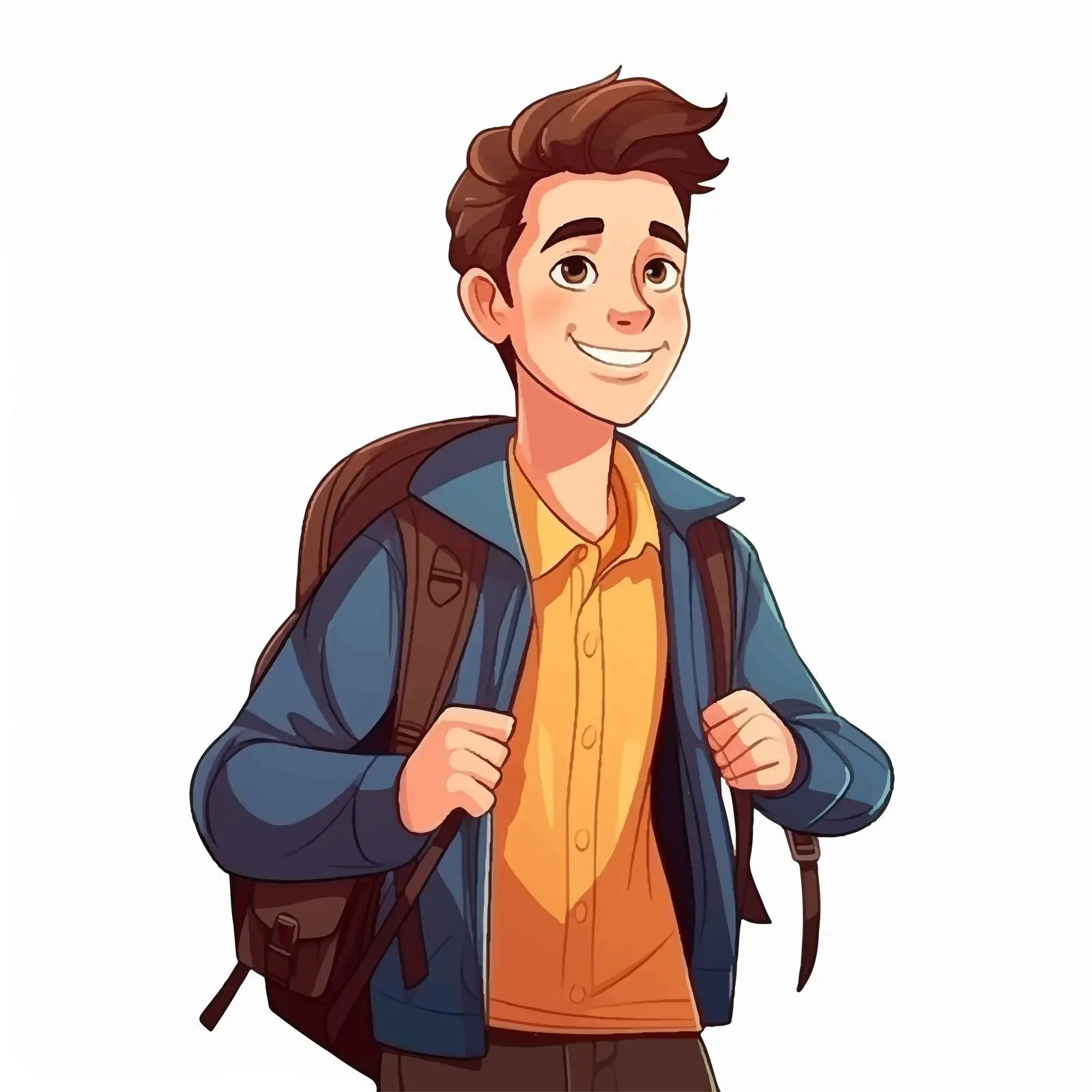 Young Man Cartoon Avatar with School Bag Vector – free avatar image from Dotvec