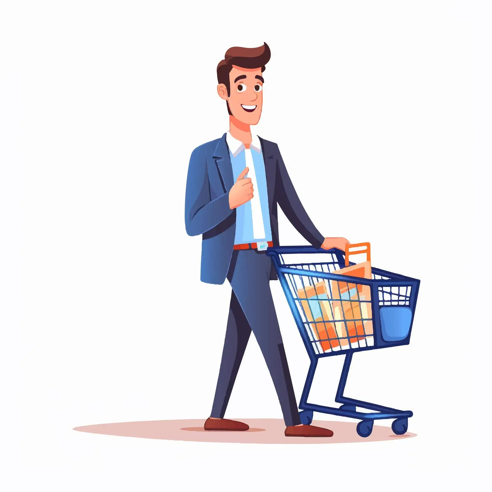 Young Man with Shopping Cart Vector Illustration — free download from Dotvec