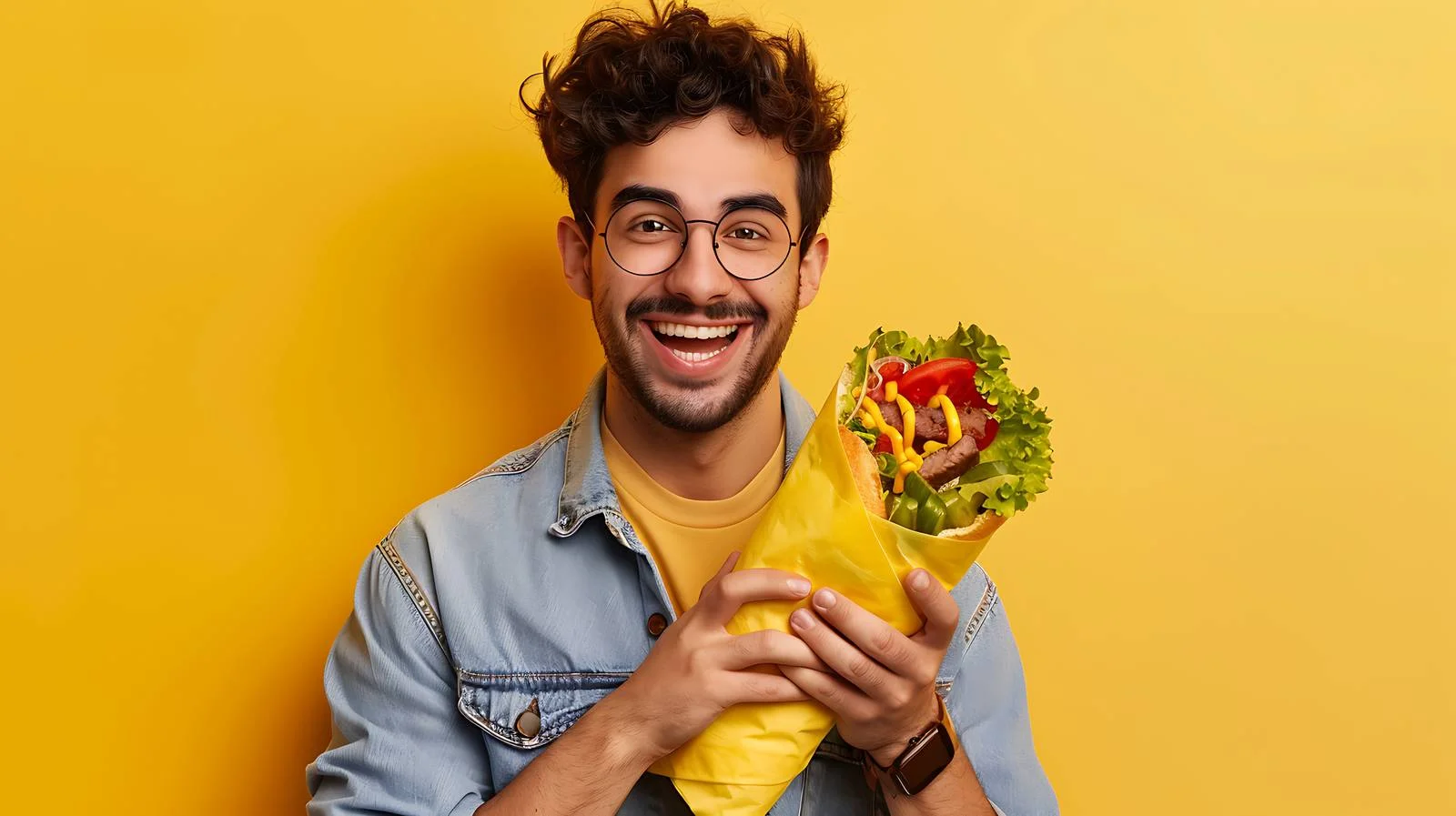 Young Man Enjoying Sandwich Wrap — free download from Dotvec