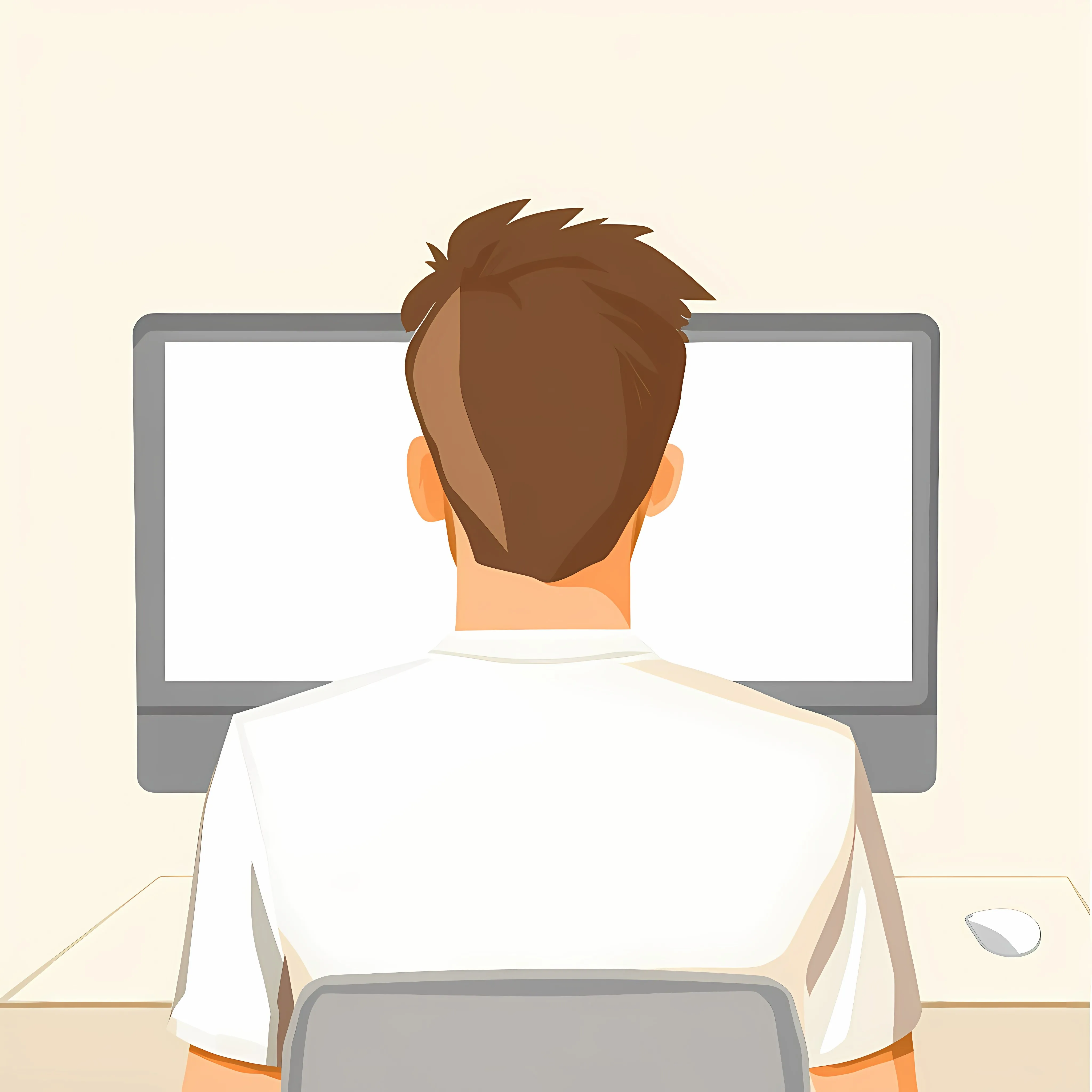 Young Man Working on Computer from Behind — free download from Dotvec