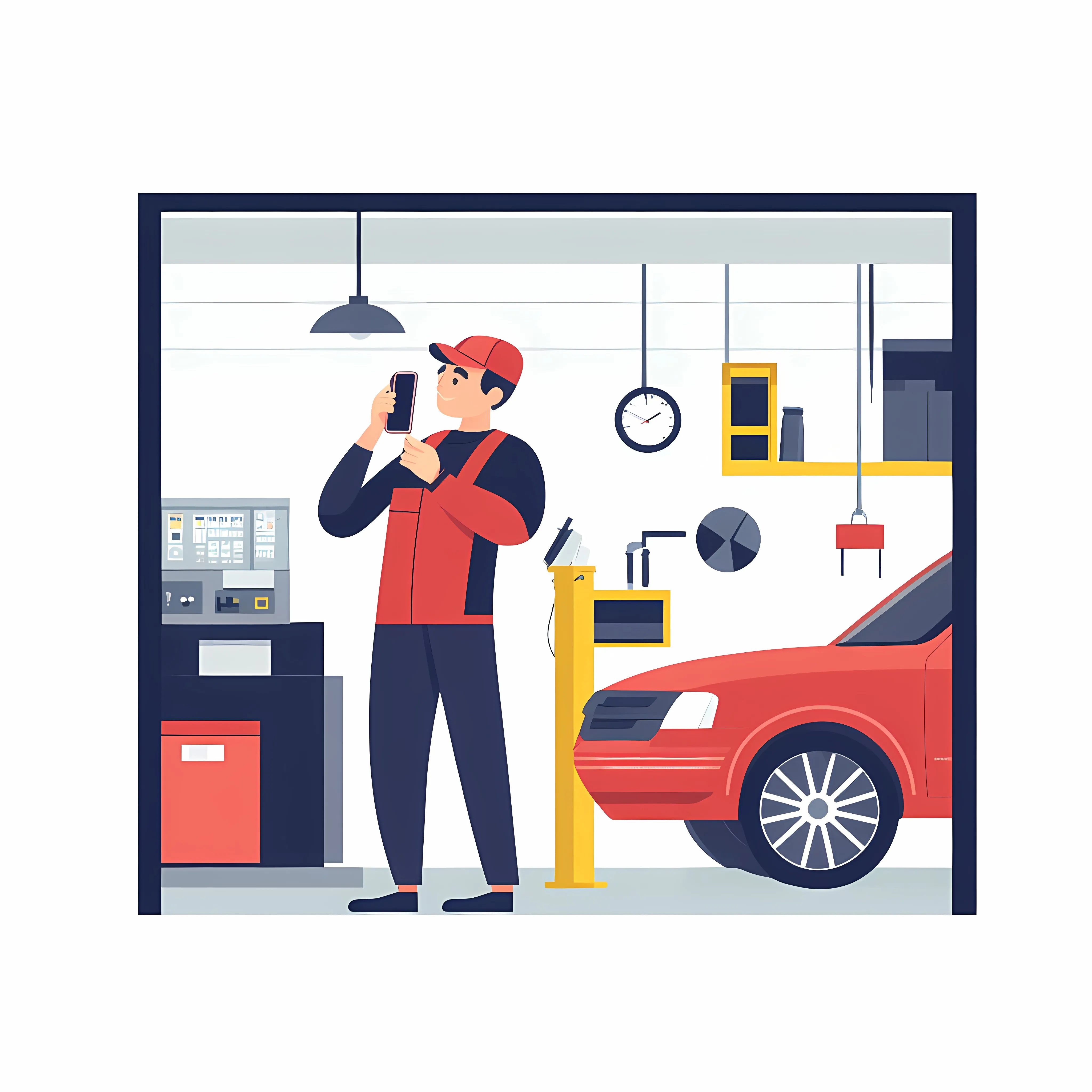 Young Mechanic on Phone at Repair Garage — free download from Dotvec