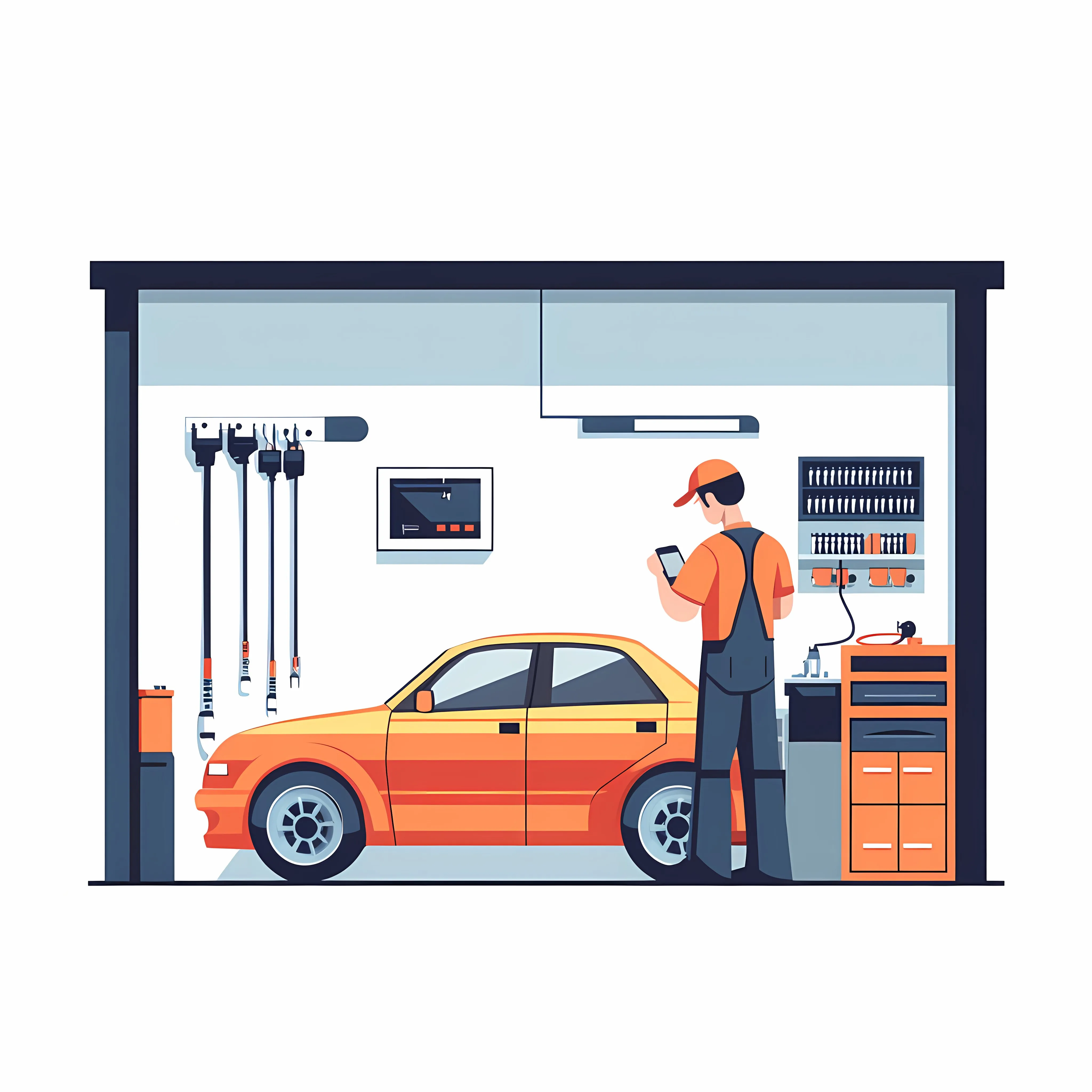 Young Mechanic on Phone in Repair Garage – free repair process image from Dotvec