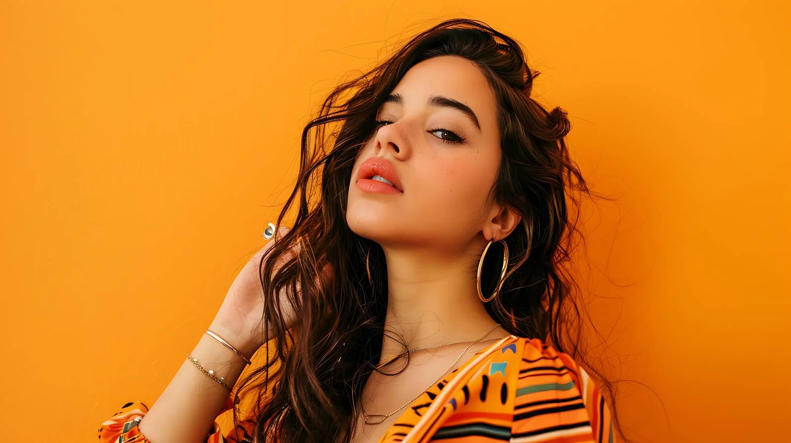 Mexican Woman on Orange Background — free download from Dotvec