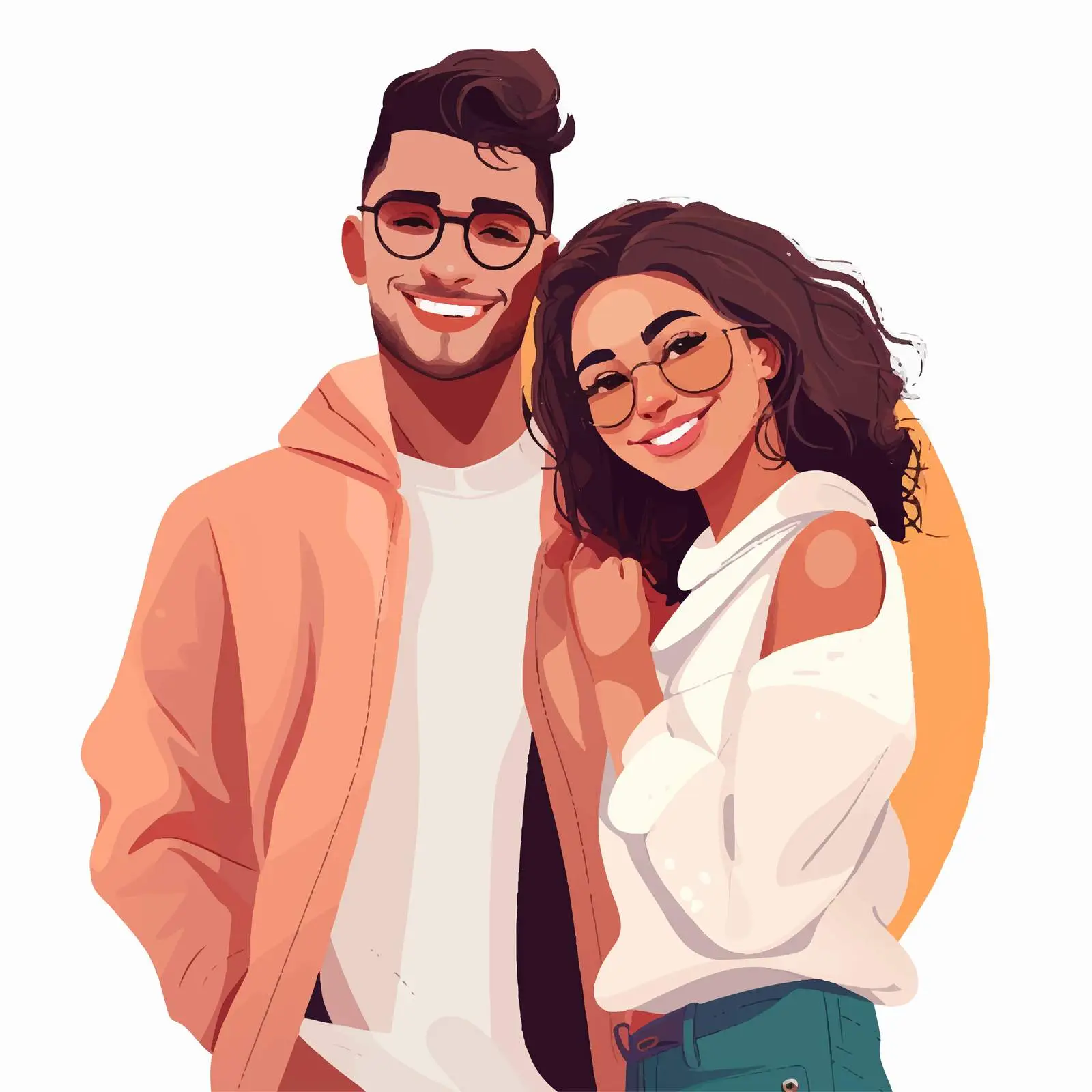 Happy Modern Couple Portrait in Vectors — free download from Dotvec